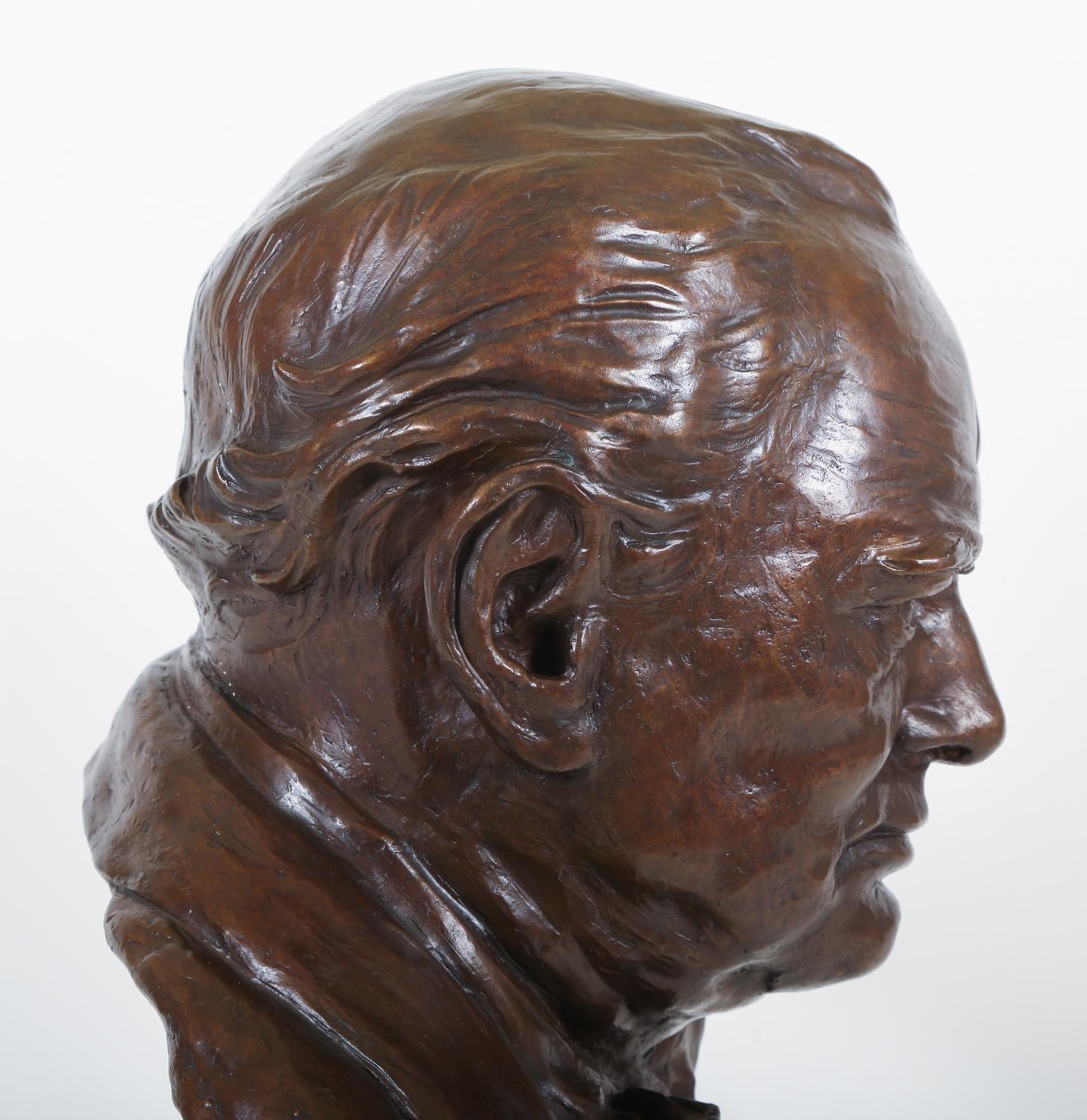 20th Century Winston Churchill Bronze Bust Sculpture by Earline Heath King (1913-2011)