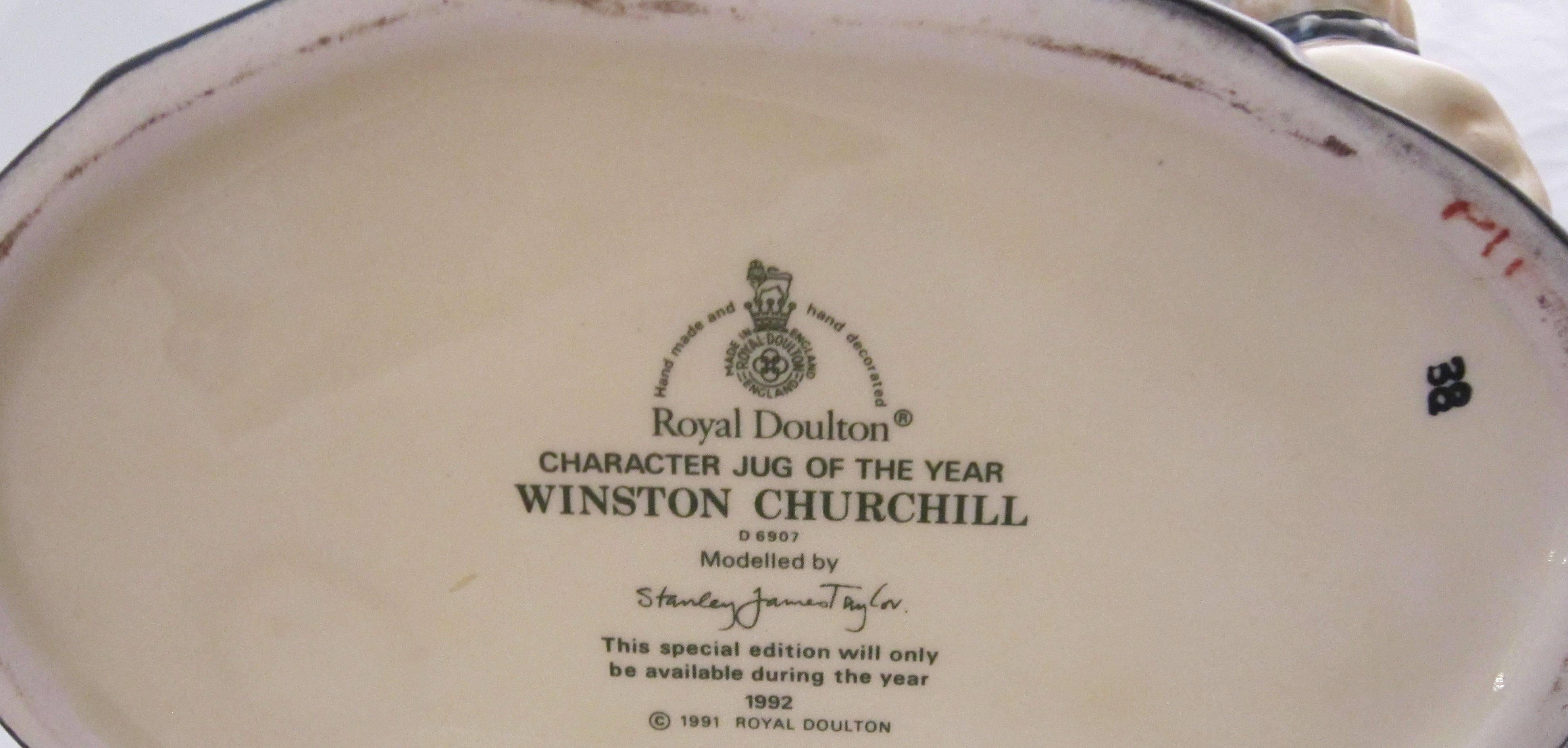 Winston Churchill Character Jug by Royal Doulton In Good Condition In Austin, TX