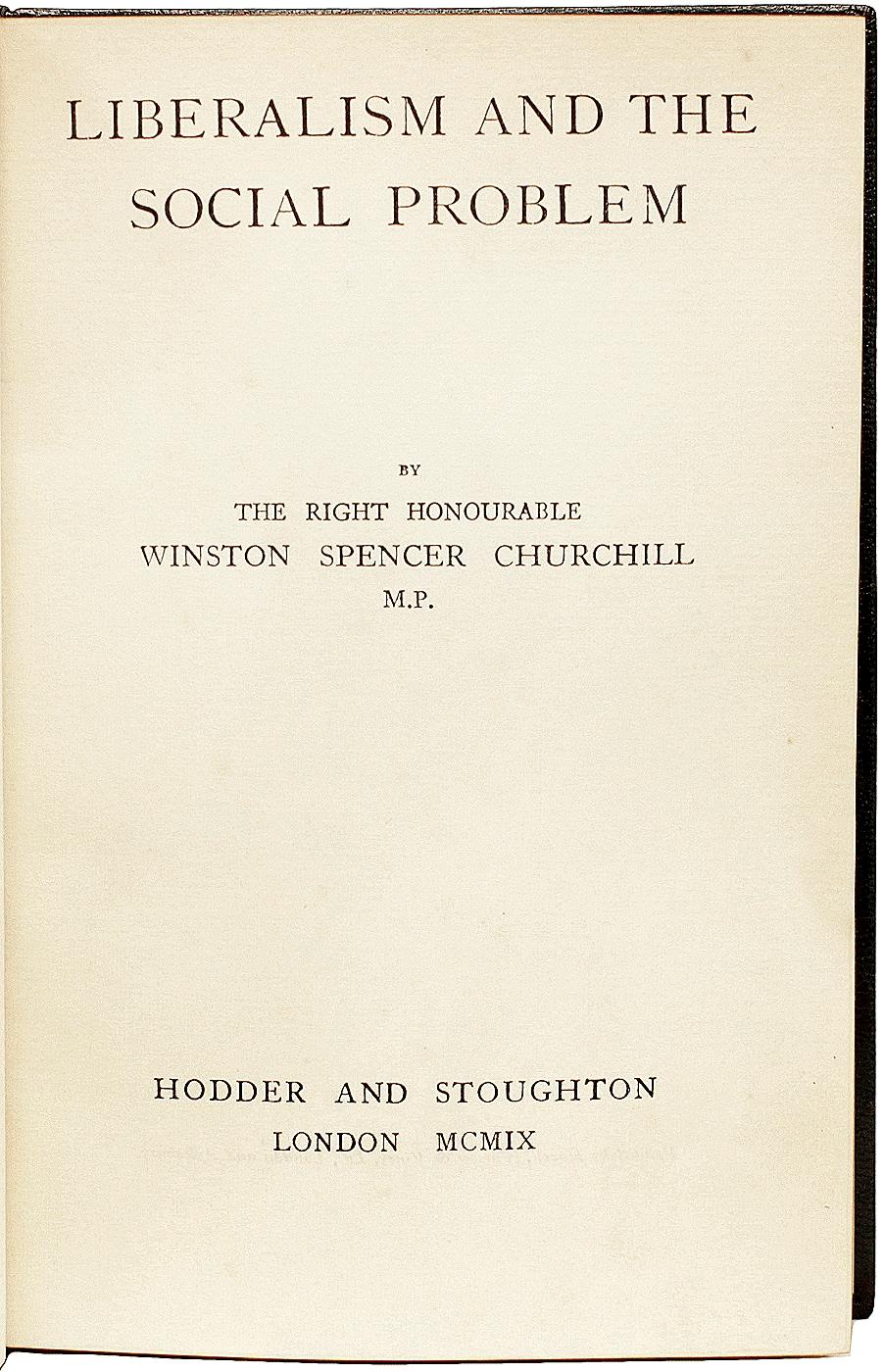Britannique Winston Churchill. Le libéralisme et le problème social - Première édition - 1909 en vente