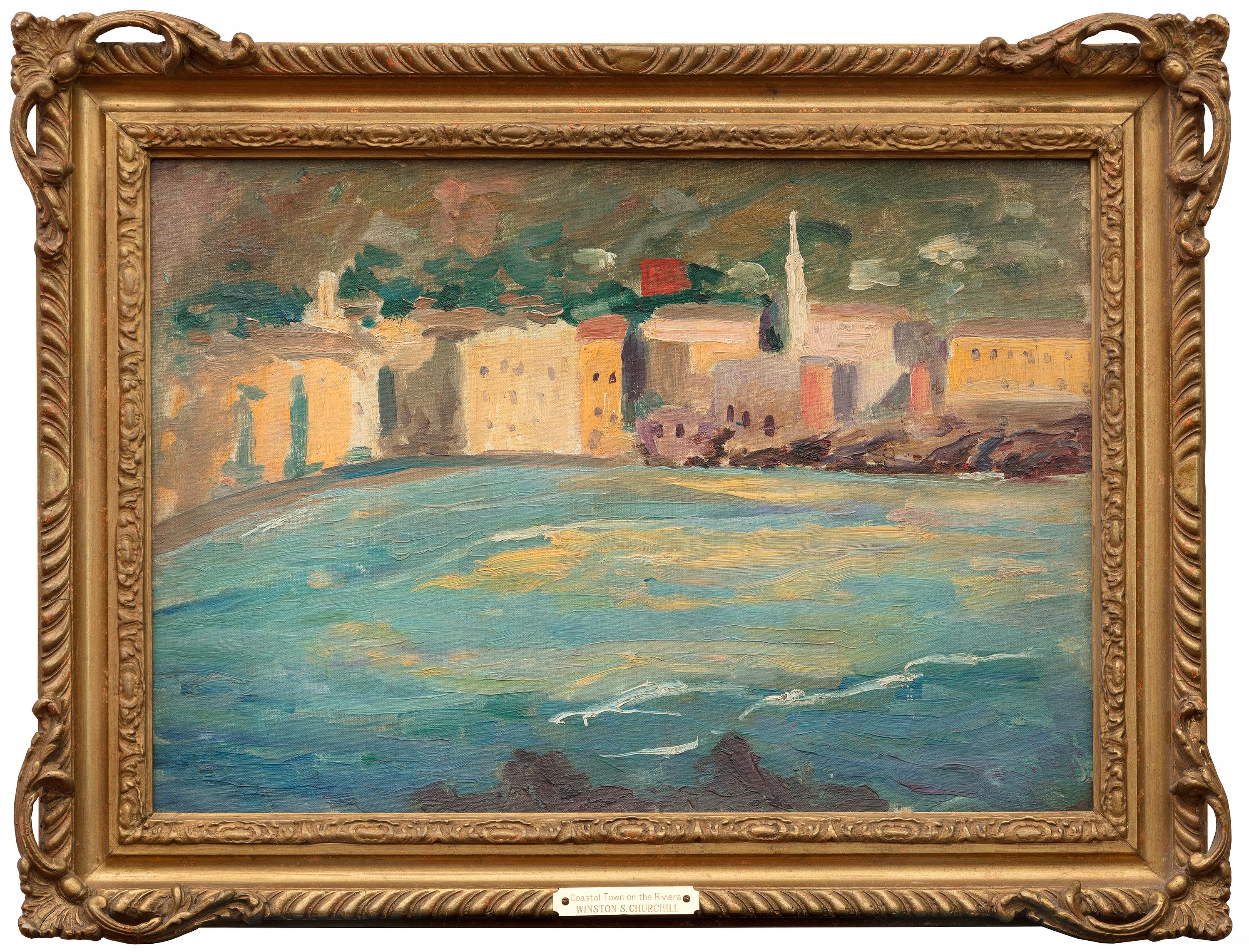 Coastal Town on the Riviera - Painting by Winston Churchill