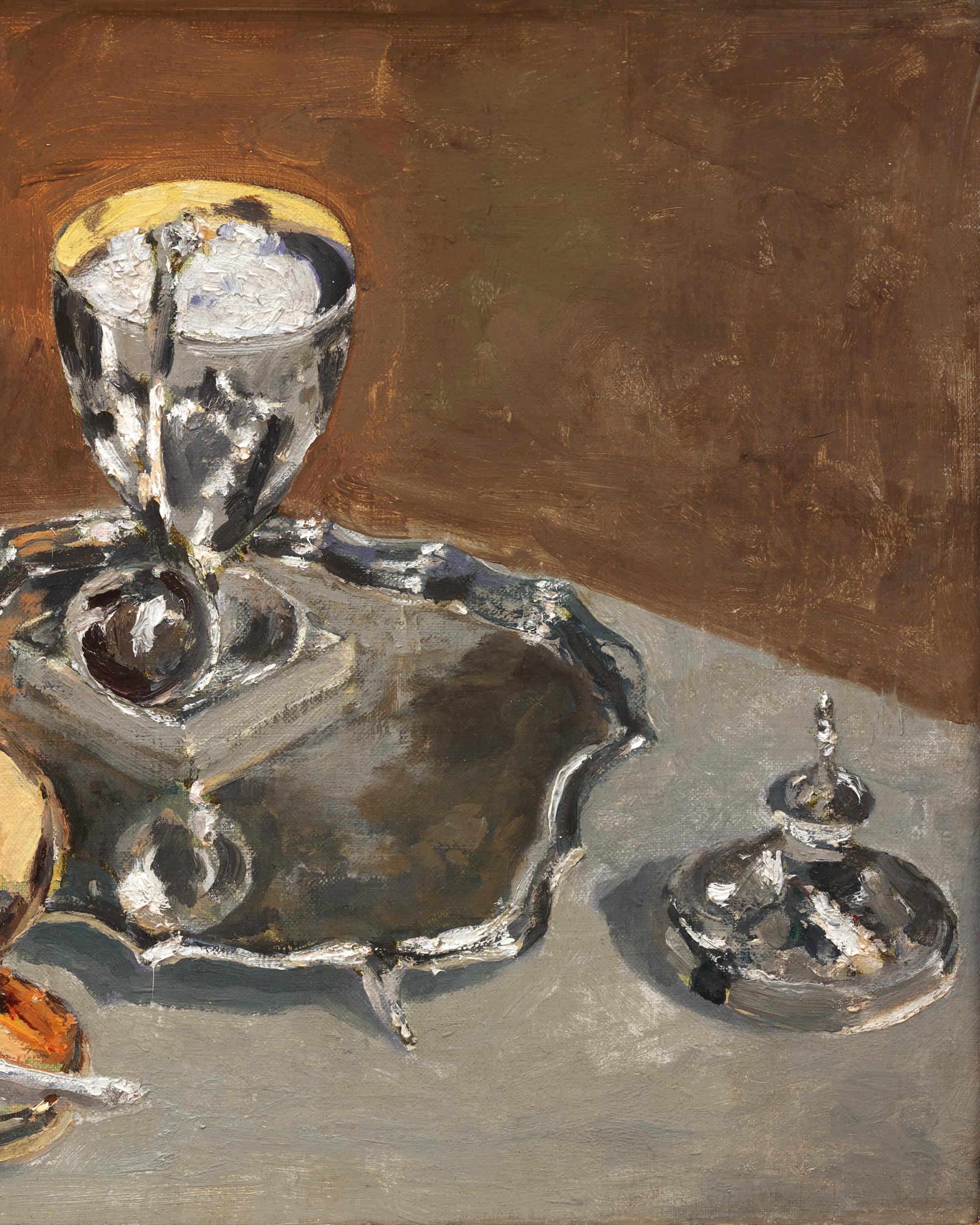 Still Life, Silver at Chartwell - Brown Still-Life Painting by Winston Churchill