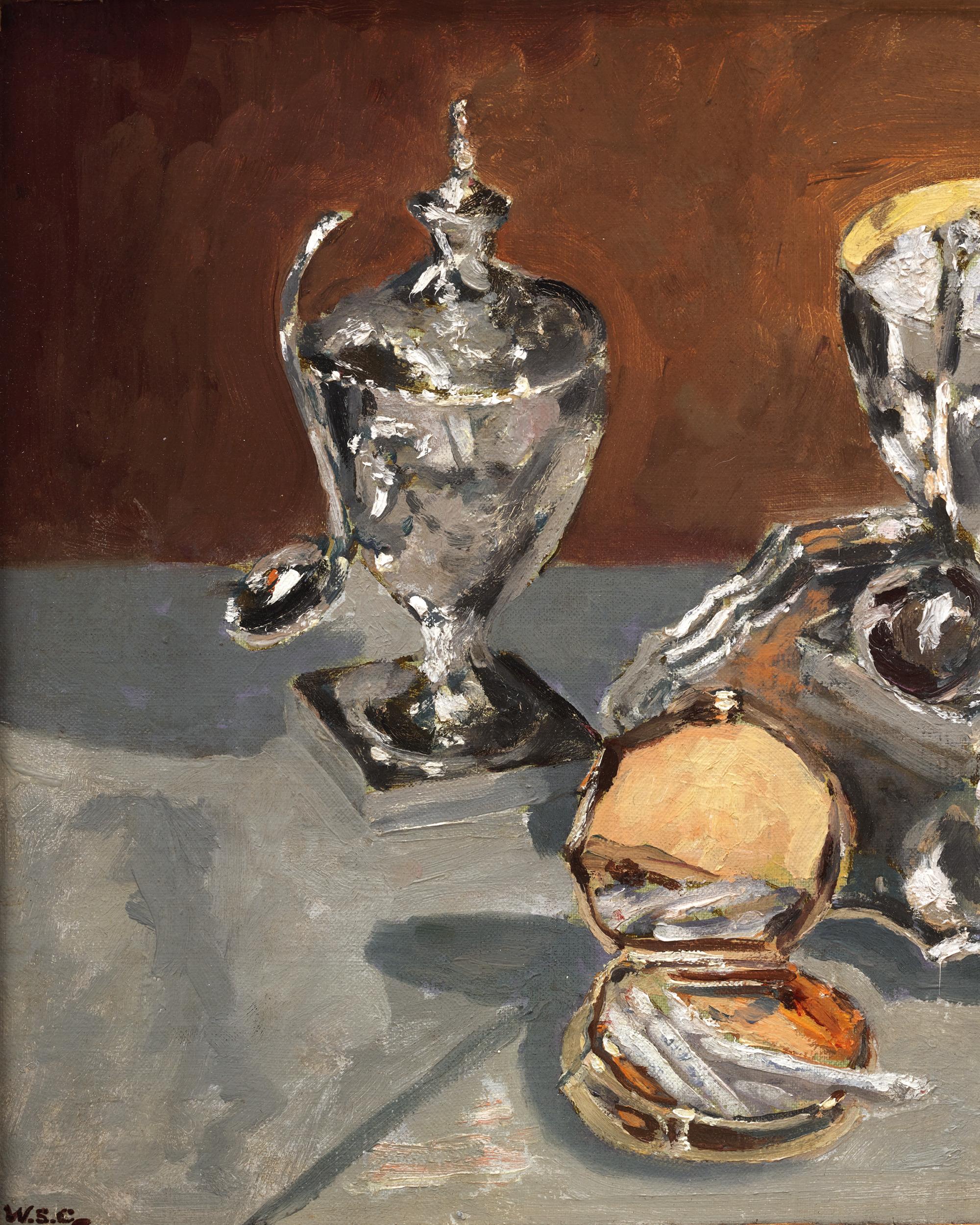 Believed by many to be the greatest Briton of all time, Winston Churchill was a revered statesman and a highly talented painter. This lovely work of art by the great man, Still Life, Silver at Chartwell, clearly displays his impressive skill as an
