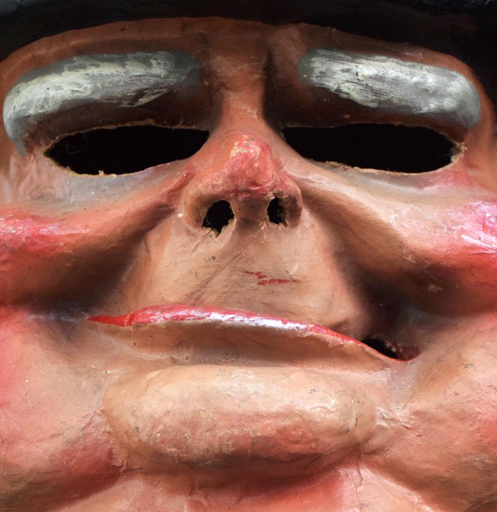 Huge paper mâché Carnival / Fairground Winston Churchill decorative rare item

The item for sale is a very rare vintage circa 1970s English handmade life-size carnival Winston Churchill head mask. The item is handmade and painted, reinforced with