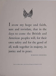 Winston Churchill Poster,  'I avow my hope and faith' America Britain