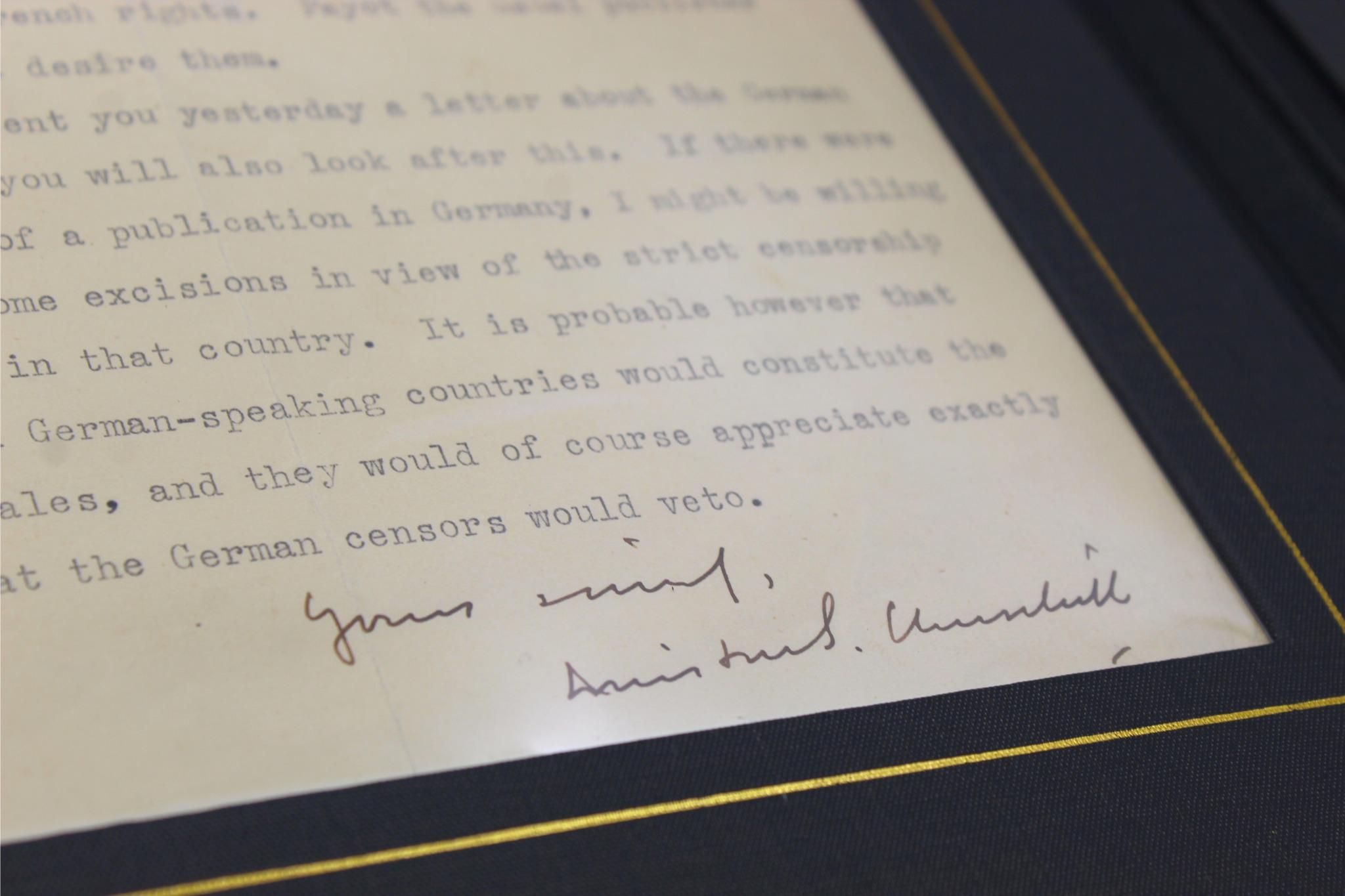 Britannique Lettre signée par Winston Churchill auéditeur britannique Thornton Butterworth, 1937 en vente