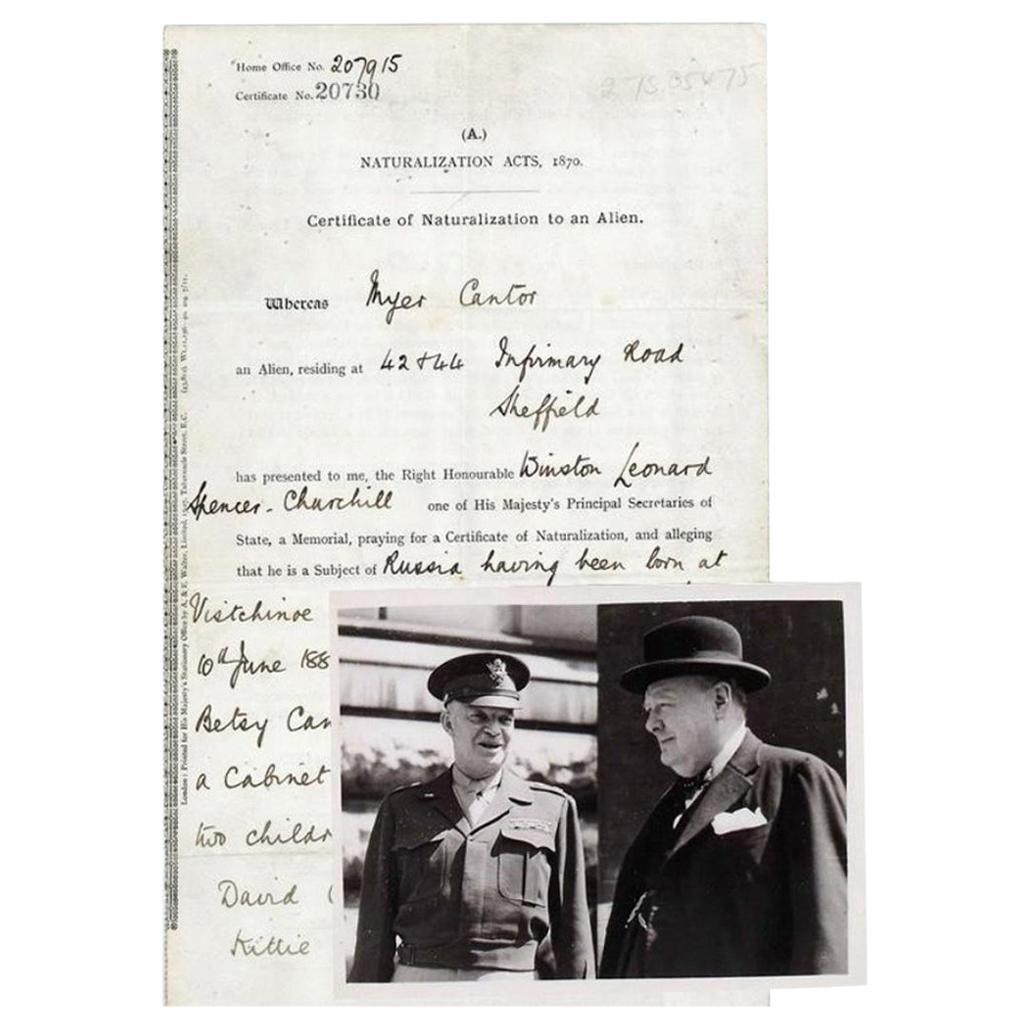 Winston Churchill, document en papier signé et photos de presse vintage de 1911
