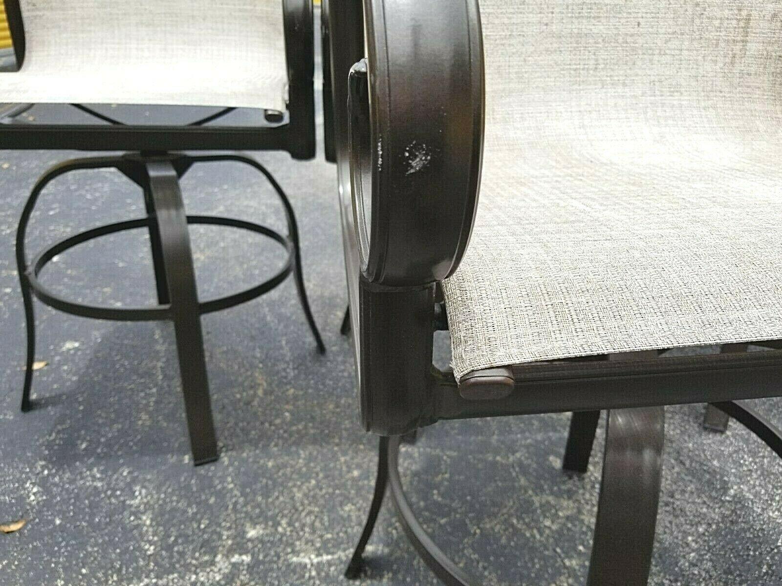 Aluminum Winston Veneto Brown Outdoor Sling Swivel Bar Stools