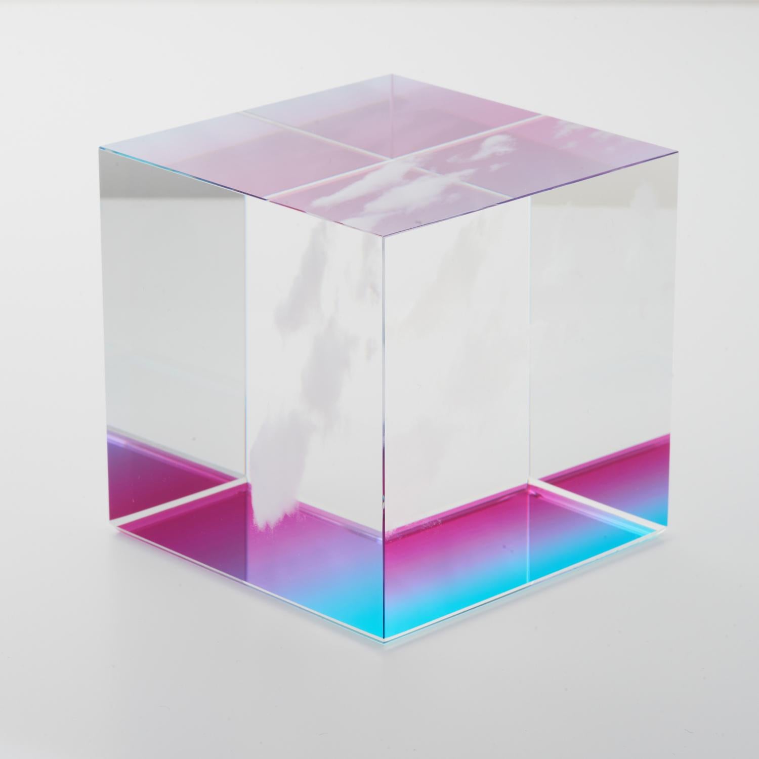 MIYA ANDO
Winter Dawn Clouds (The Glass House), 2023
4 x 4 x 4 inches
Solid, Colored Optical Glass
Edition of 15
Accompanied by a signature label

Shizen (Nature) Kumo (Cloud) for Glass House:

The Kumo (Cloud) cube is a sculpture inspired by a