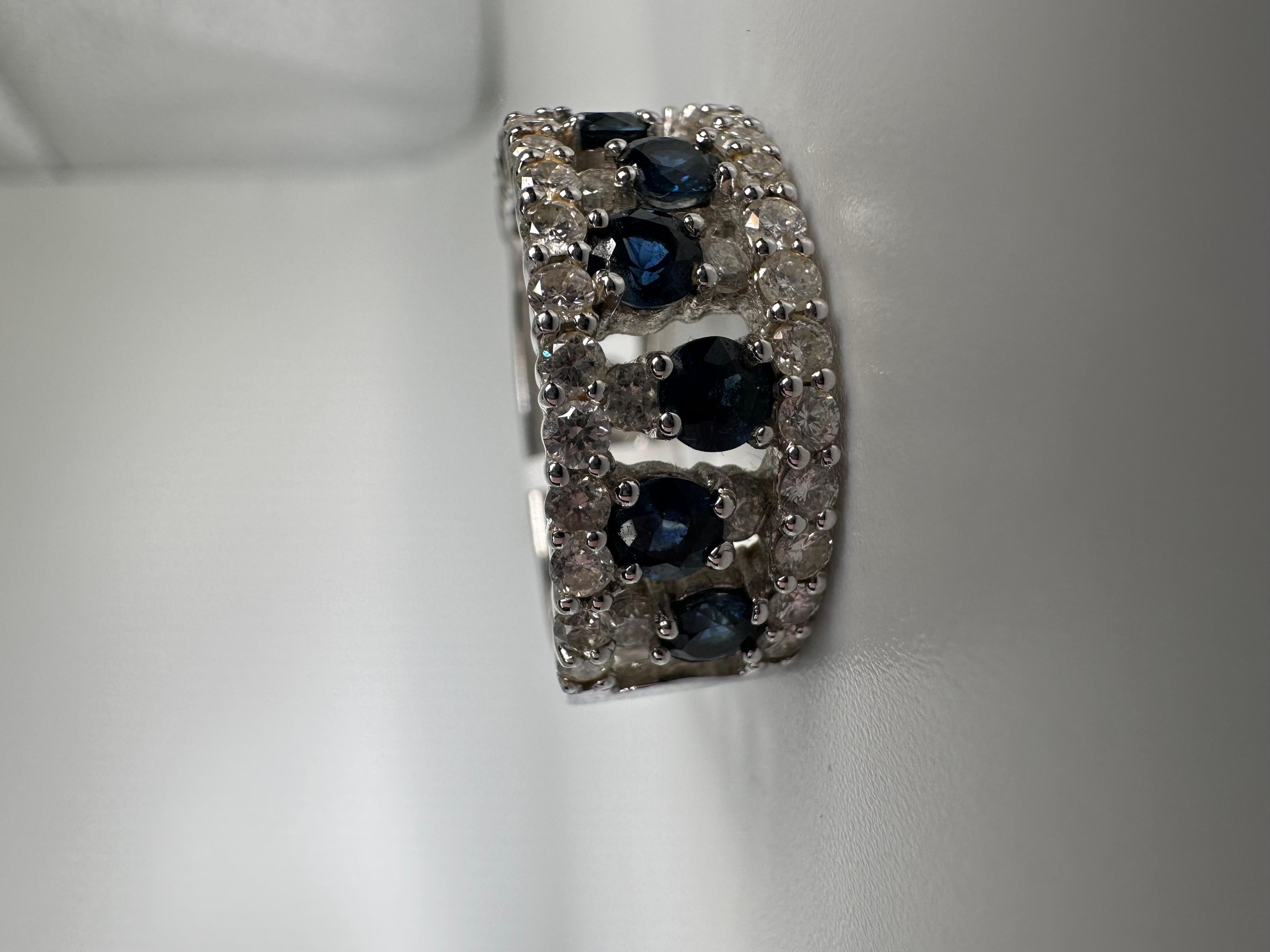 Round Cut Winter diamond ring 18KT gold sapphire & diamond cluster ring For Sale