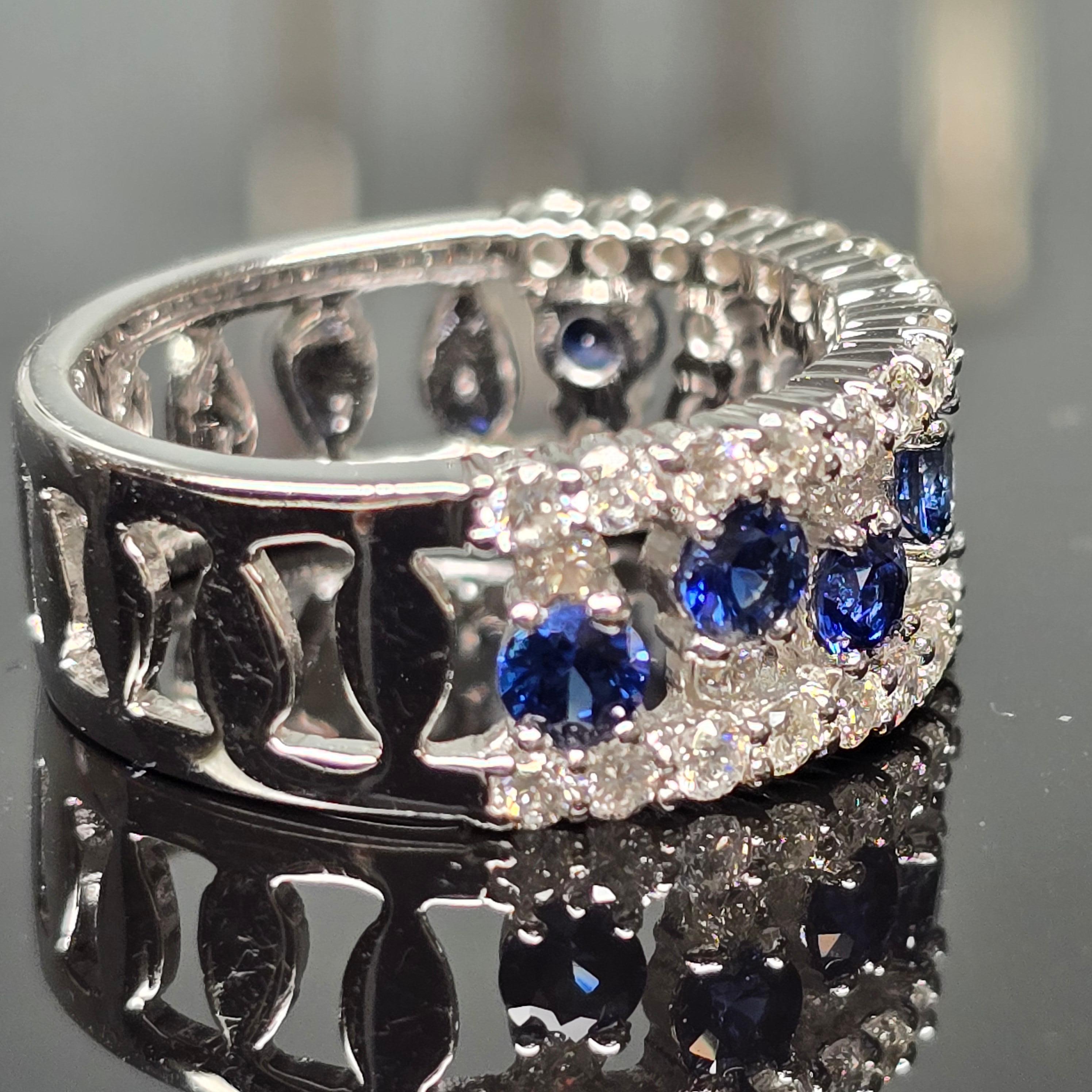 Anello con diamanti Winter Anello con zaffiri e diamanti in oro 18KT in vendita 2