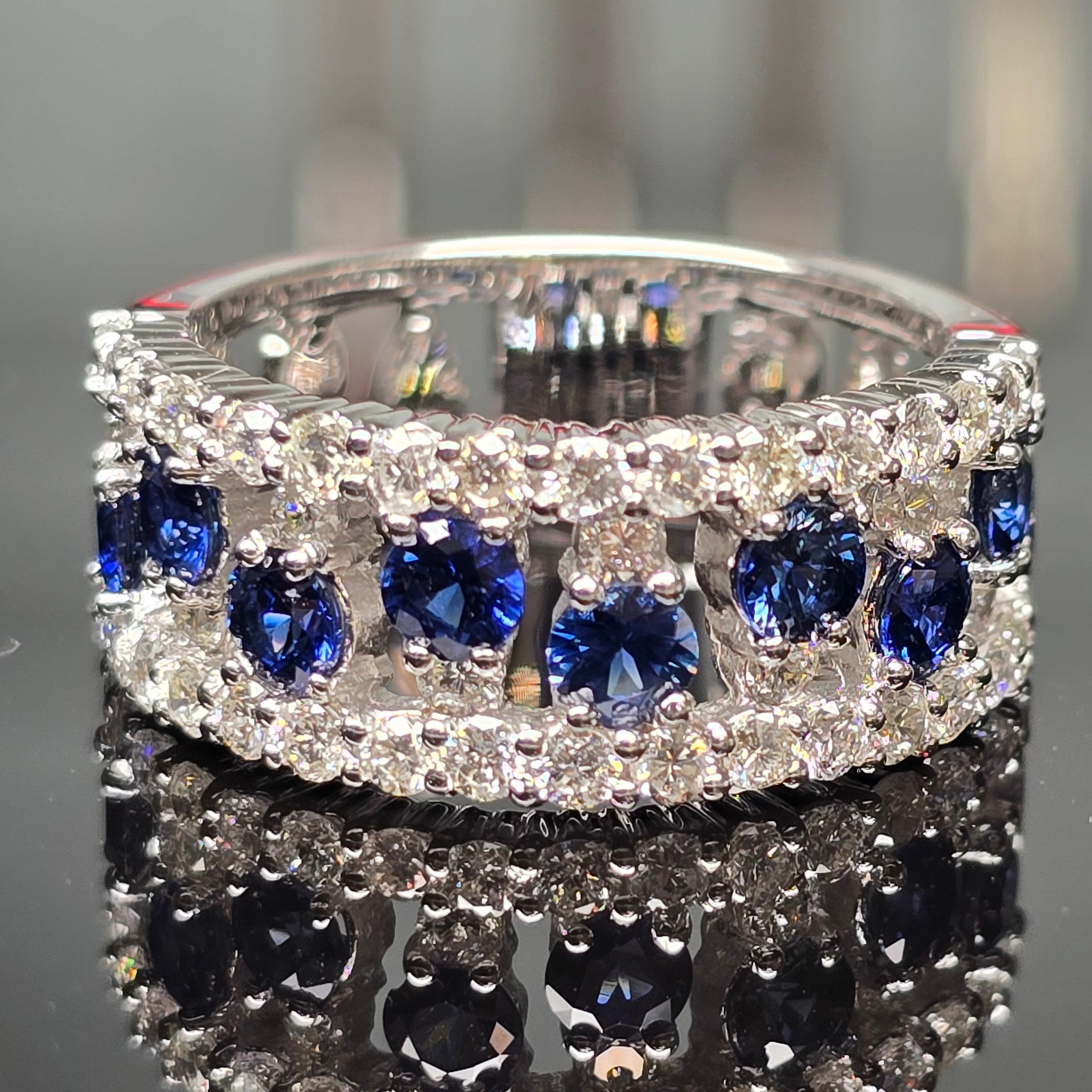 Anello con diamanti Winter Anello con zaffiri e diamanti in oro 18KT in vendita 3