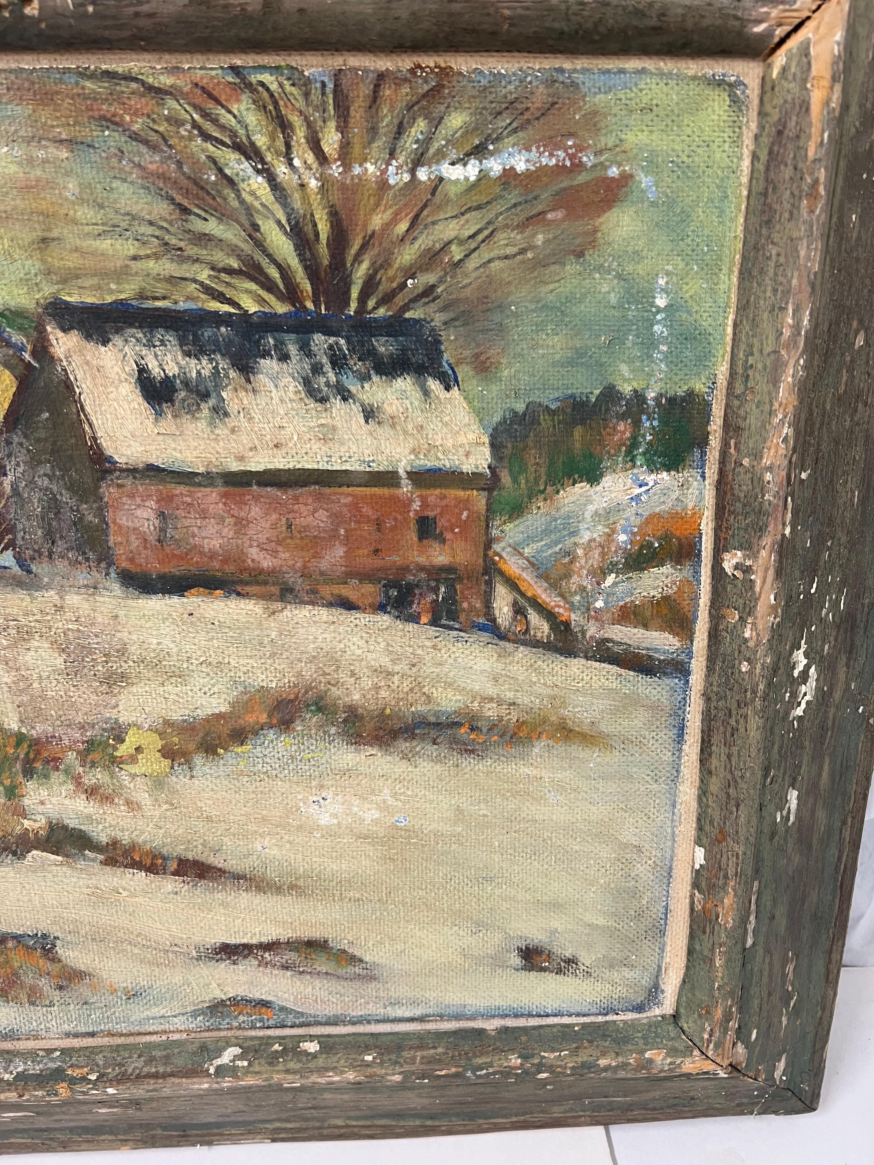 Scena di campagna invernale su tavola in vendita 10