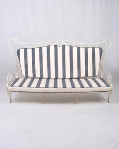 Winter garden sofa in white lacquered wrought iron, made in France, 1950s.