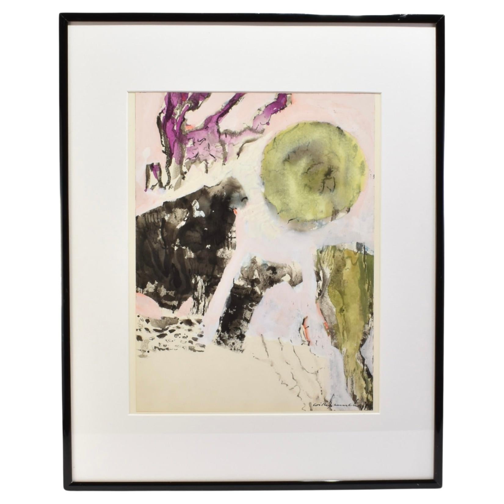 'Winter' Gouache, Framed en venta