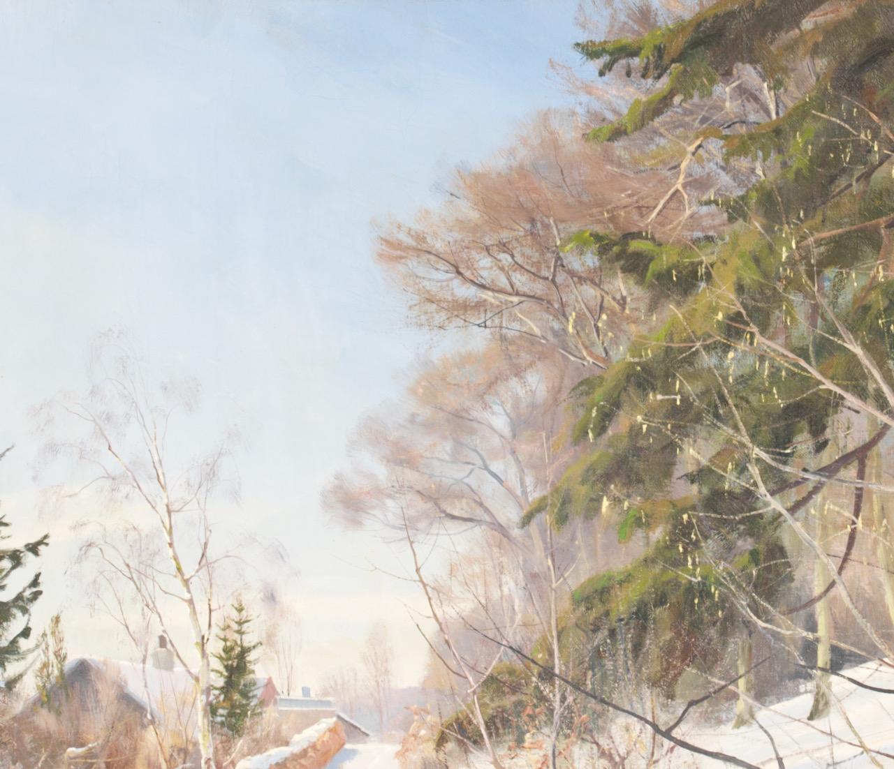 Winterlandschaft von Harald Pryn '1891 - 1968', signiert und datiert 1949 im Zustand „Gut“ im Angebot in Aalsgaarde, DK