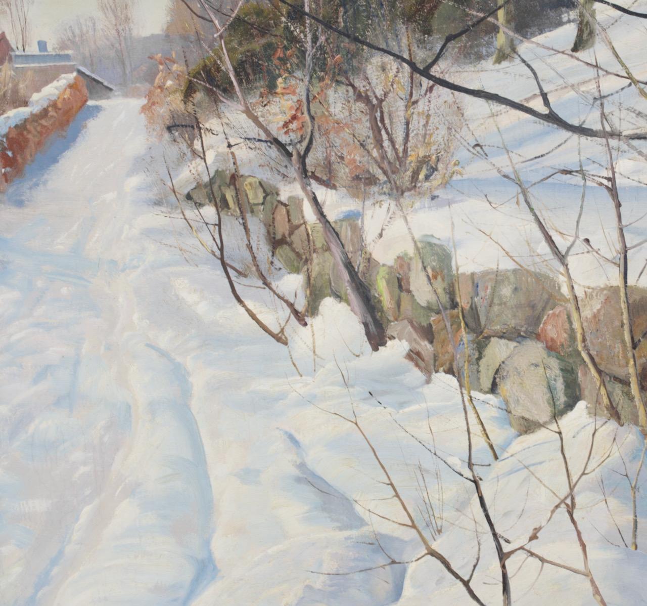 Canvas Winter-Landscape by Harald Pryn '1891 - 1968', Signed and Dated 1949 For Sale