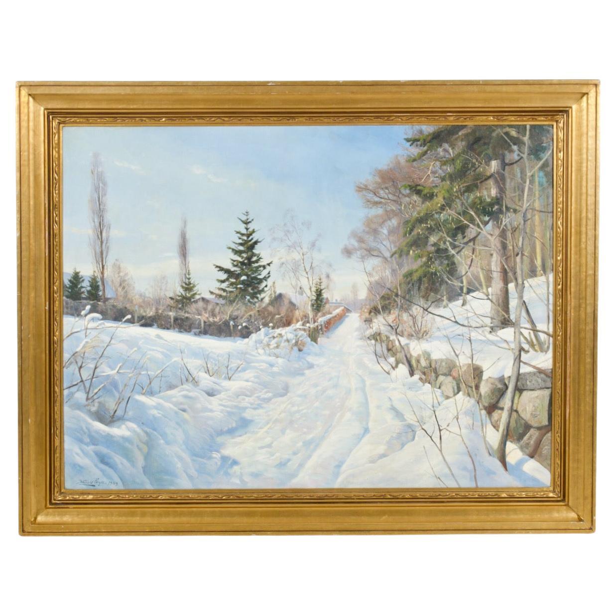 Winter-Landscape by Harald Pryn '1891 - 1968', Signed and Dated 1949 For Sale