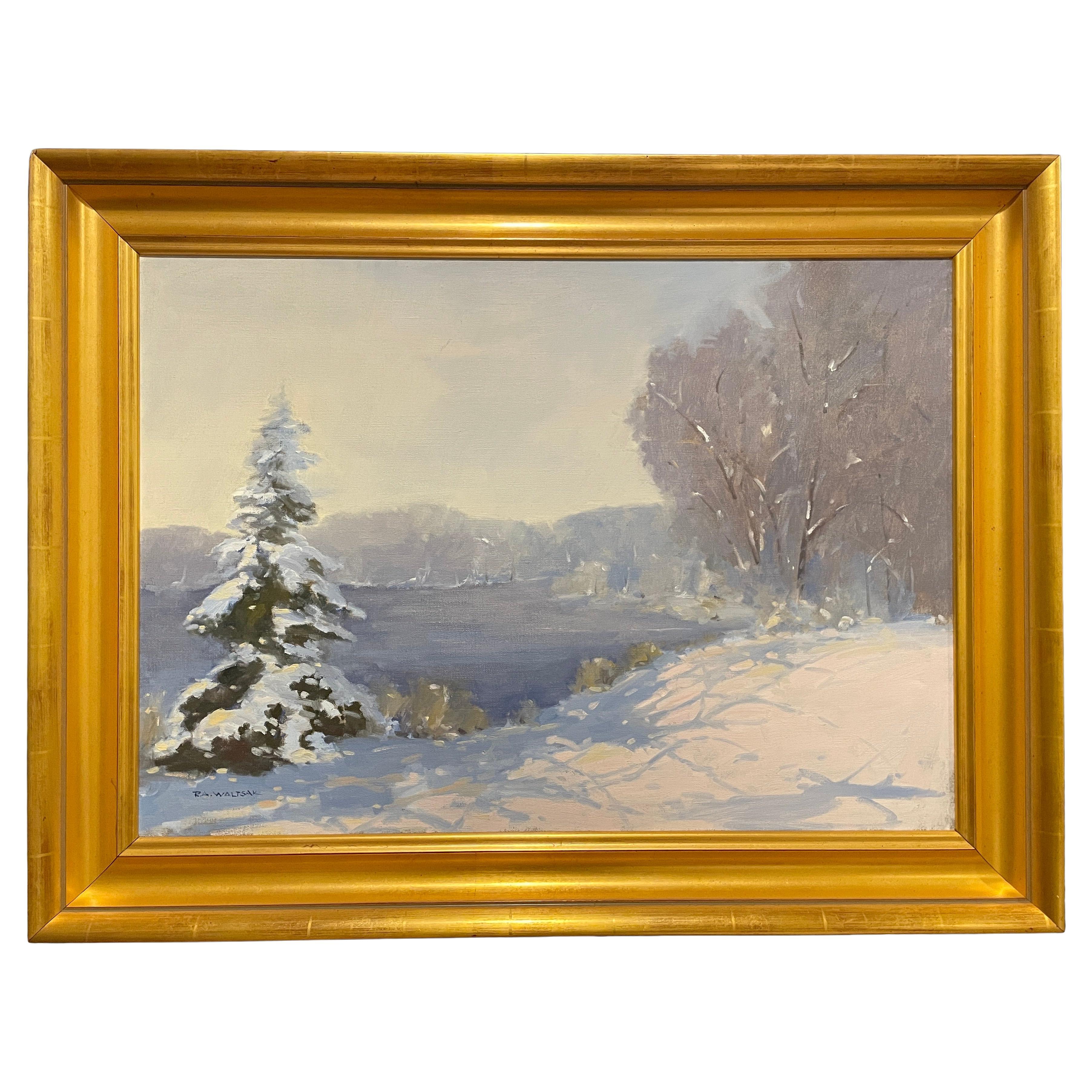 Winter Landscape by Robert Waltsak For Sale