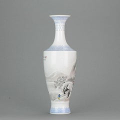 Winter Landscape Chinese Marked Jingdezhen Eggshell Porcelain Vase, 20th century