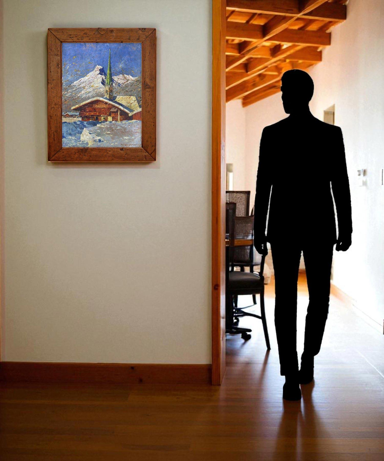 Winterlandschaft in Garmisch - Öl auf Leinwand im Angebot 4