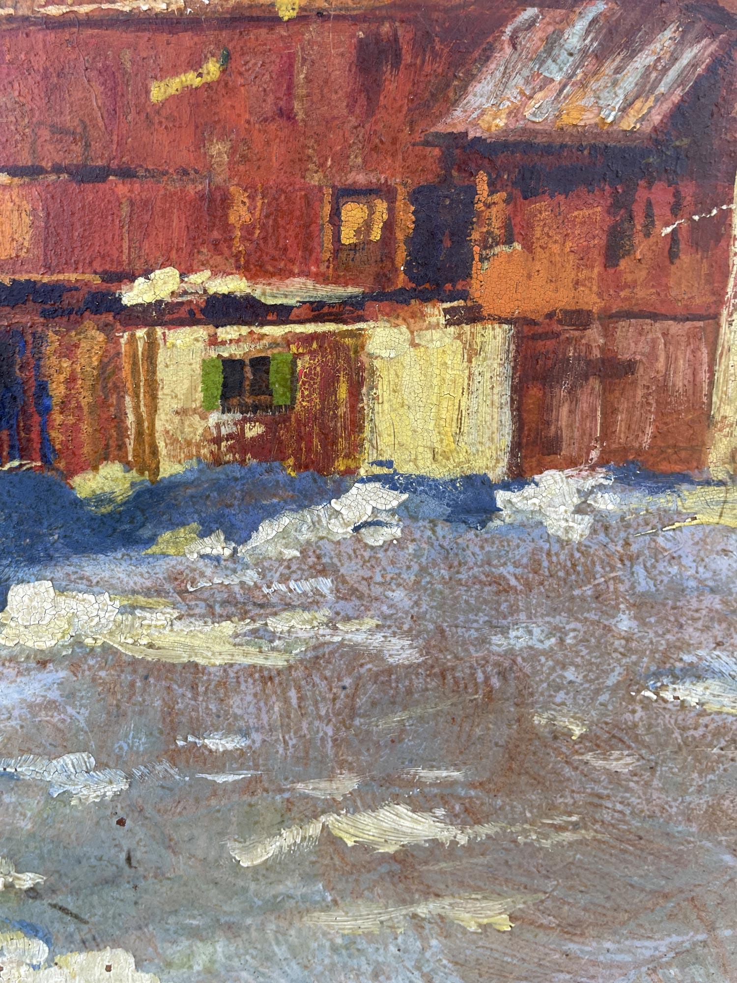 Winterlandschaft in Garmisch - Öl auf Leinwand (Geölt) im Angebot