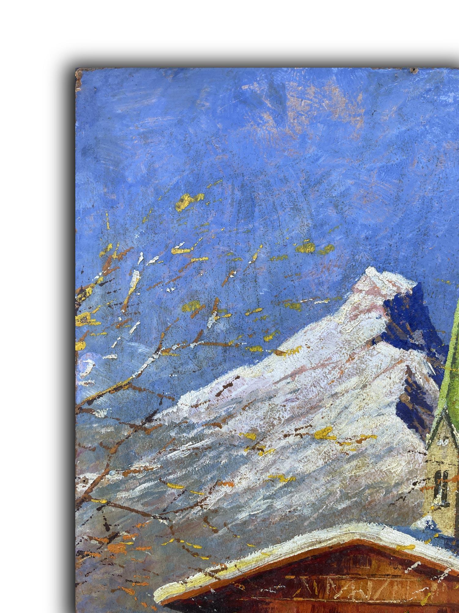 Winterlandschaft in Garmisch - Öl auf Leinwand (20th Century) im Angebot