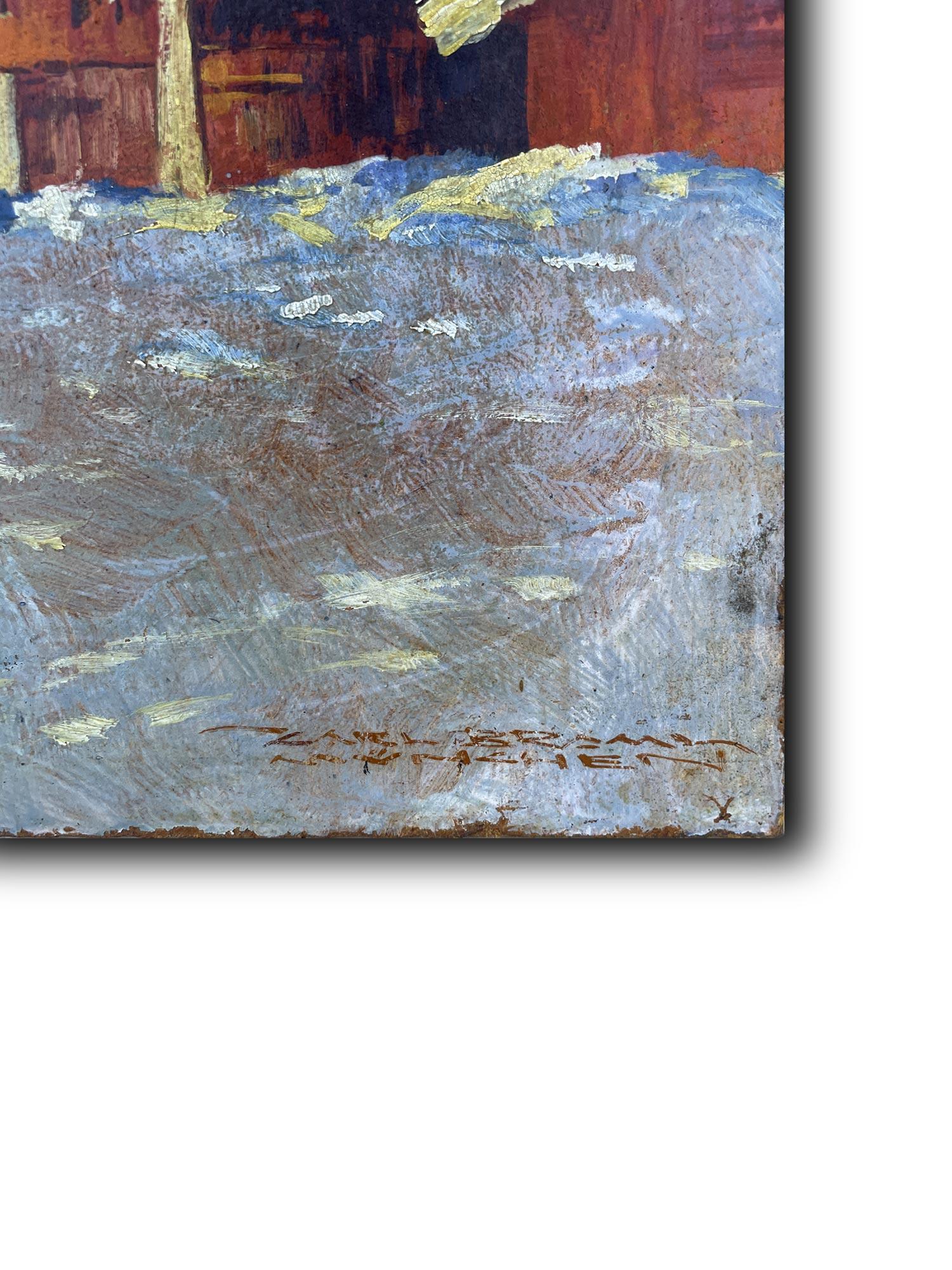 Winterlandschaft in Garmisch - Öl auf Leinwand im Angebot 3