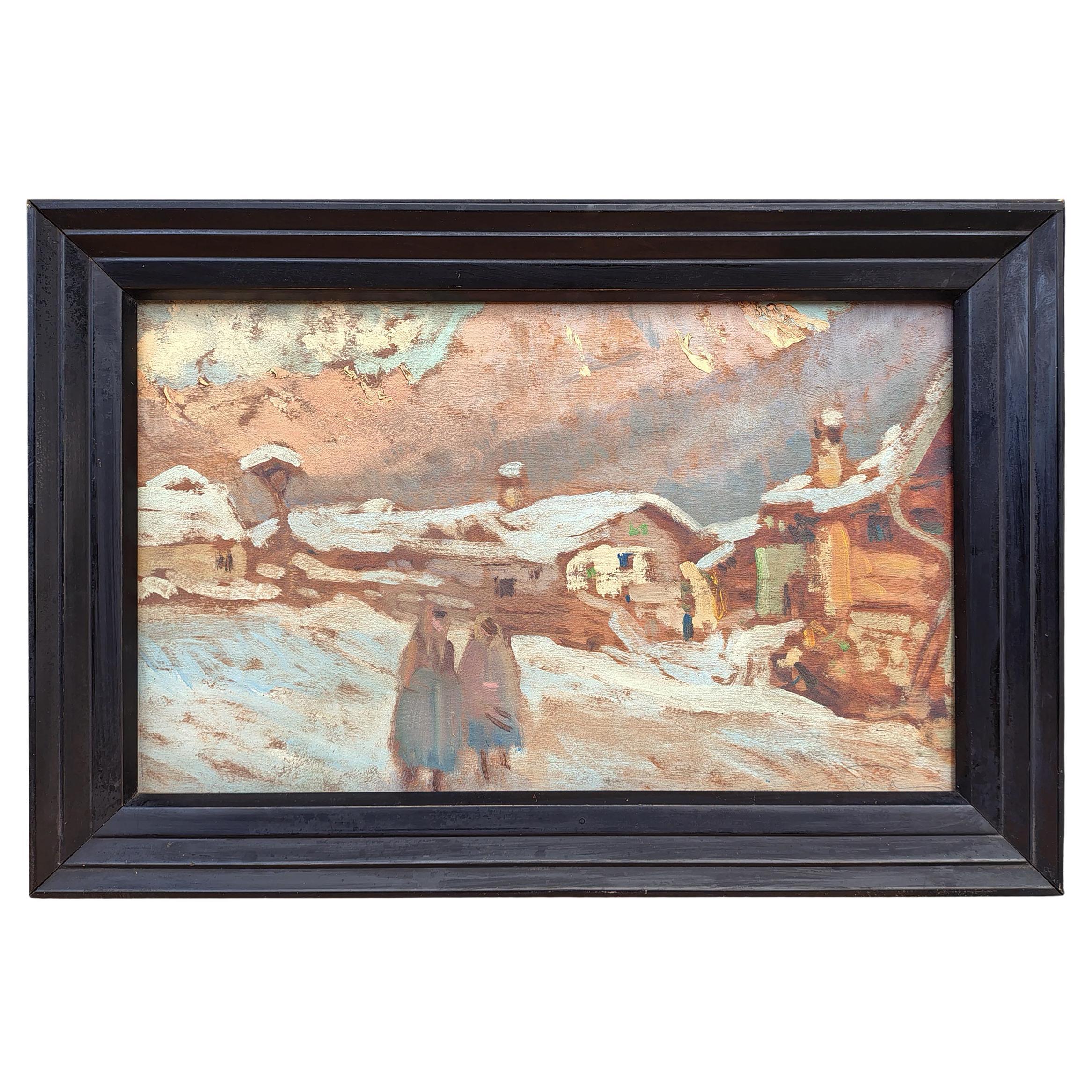 Paysage d'hiver à Vigo di Fassa - Italie - Dolomites en vente