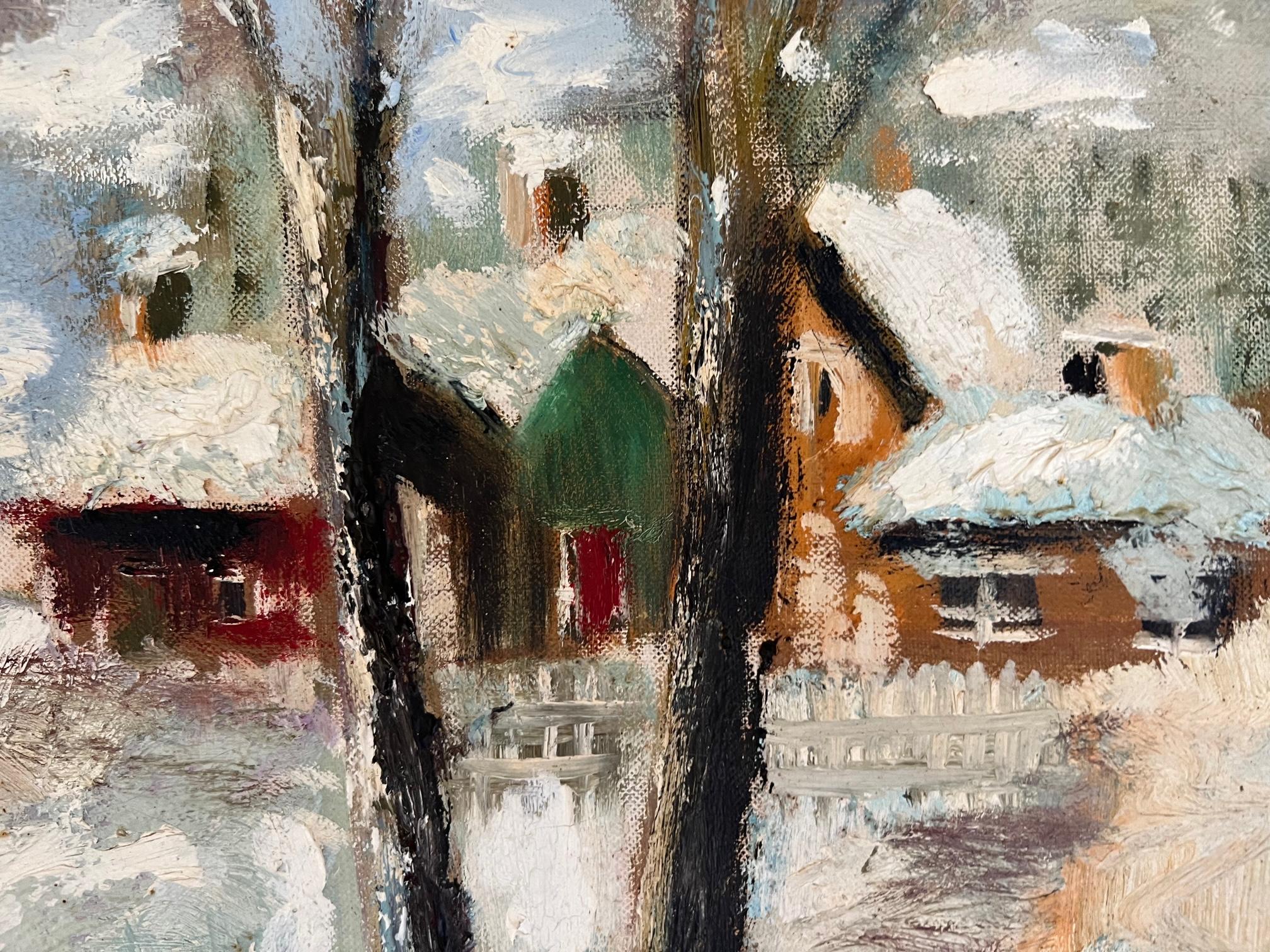 Peinture à l'huile de paysage d'hiver d'Irving Rosenzweig, 1952 2