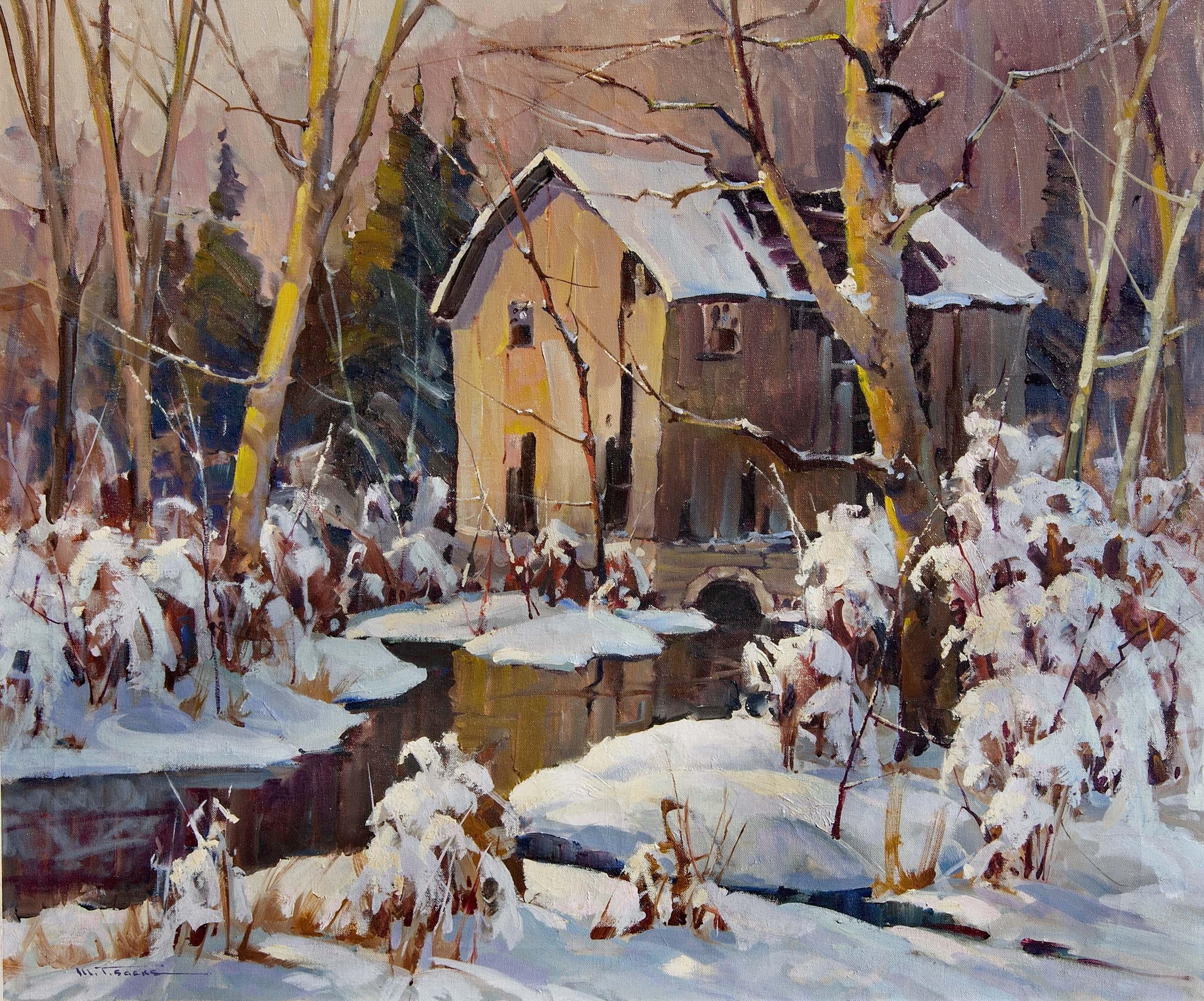 Winter Landscape Painting "Abandoned" by Walter Sacks (American, 1901-1961)