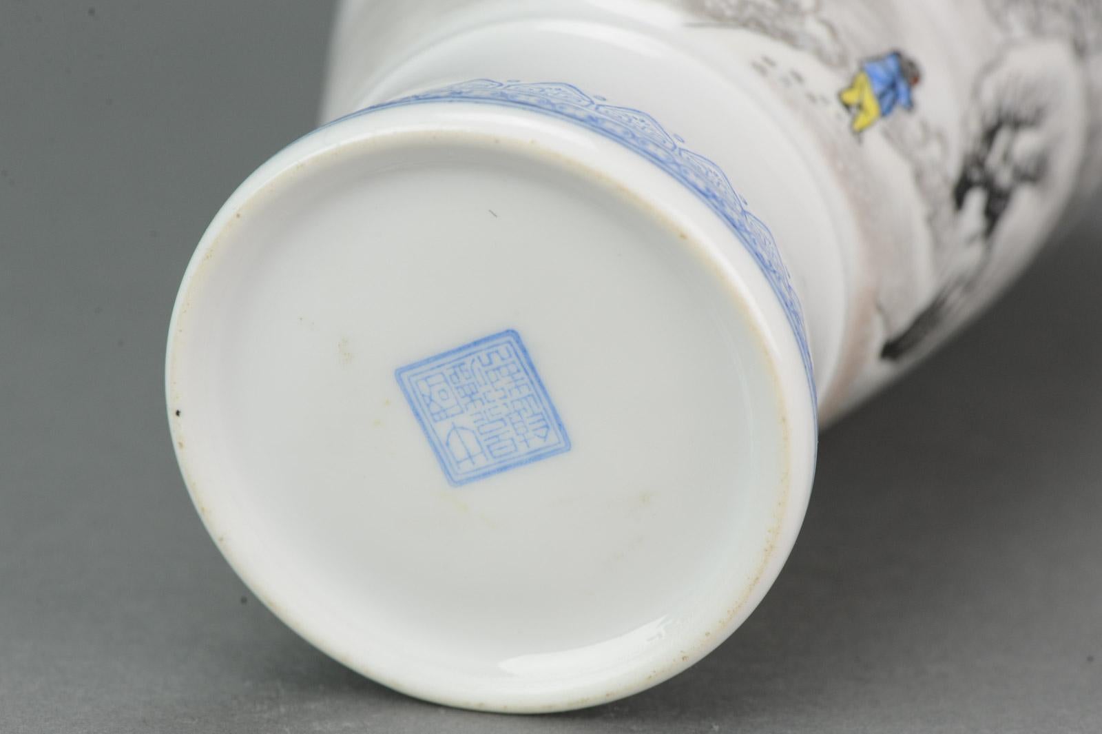 Winter Landscape PROC Eggshell Porcelain Vase Chinese Plates, 20th Century For Sale 1
