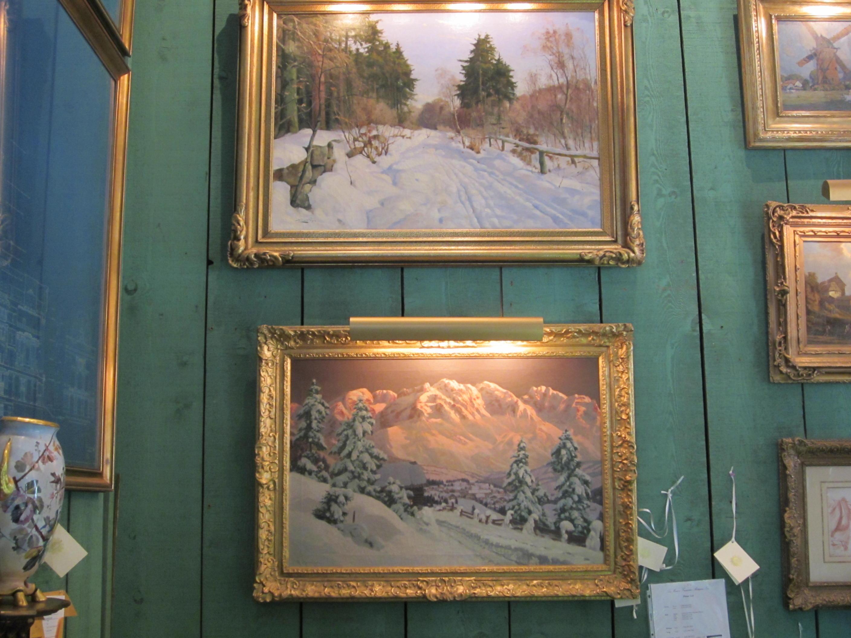 Winter Landscape Snow Scene Country Road Painting Oil on Canvas Framed Argnegger For Sale 12