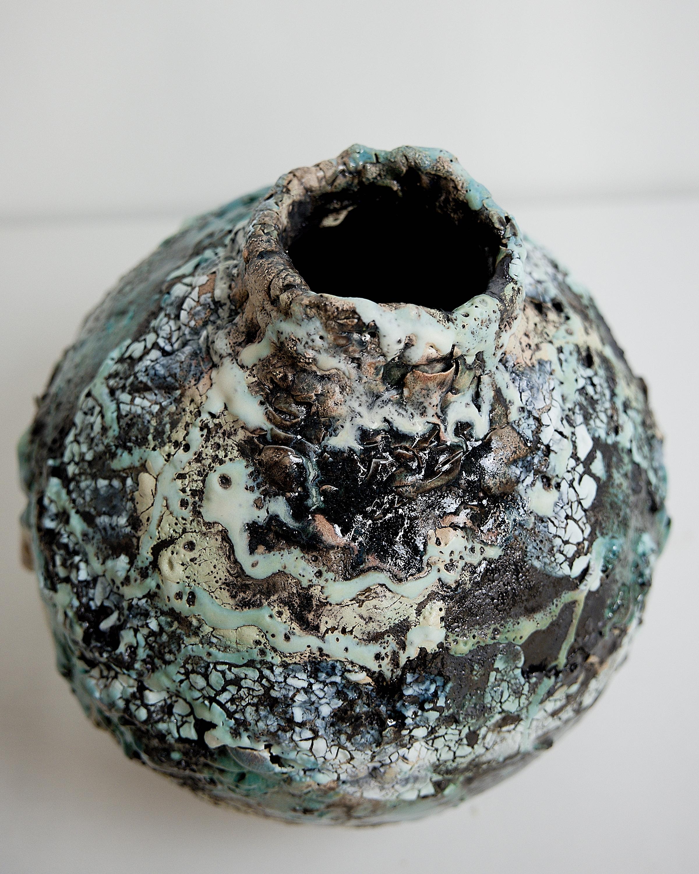 Winter Moon Cracked Vase !! For Sale 8