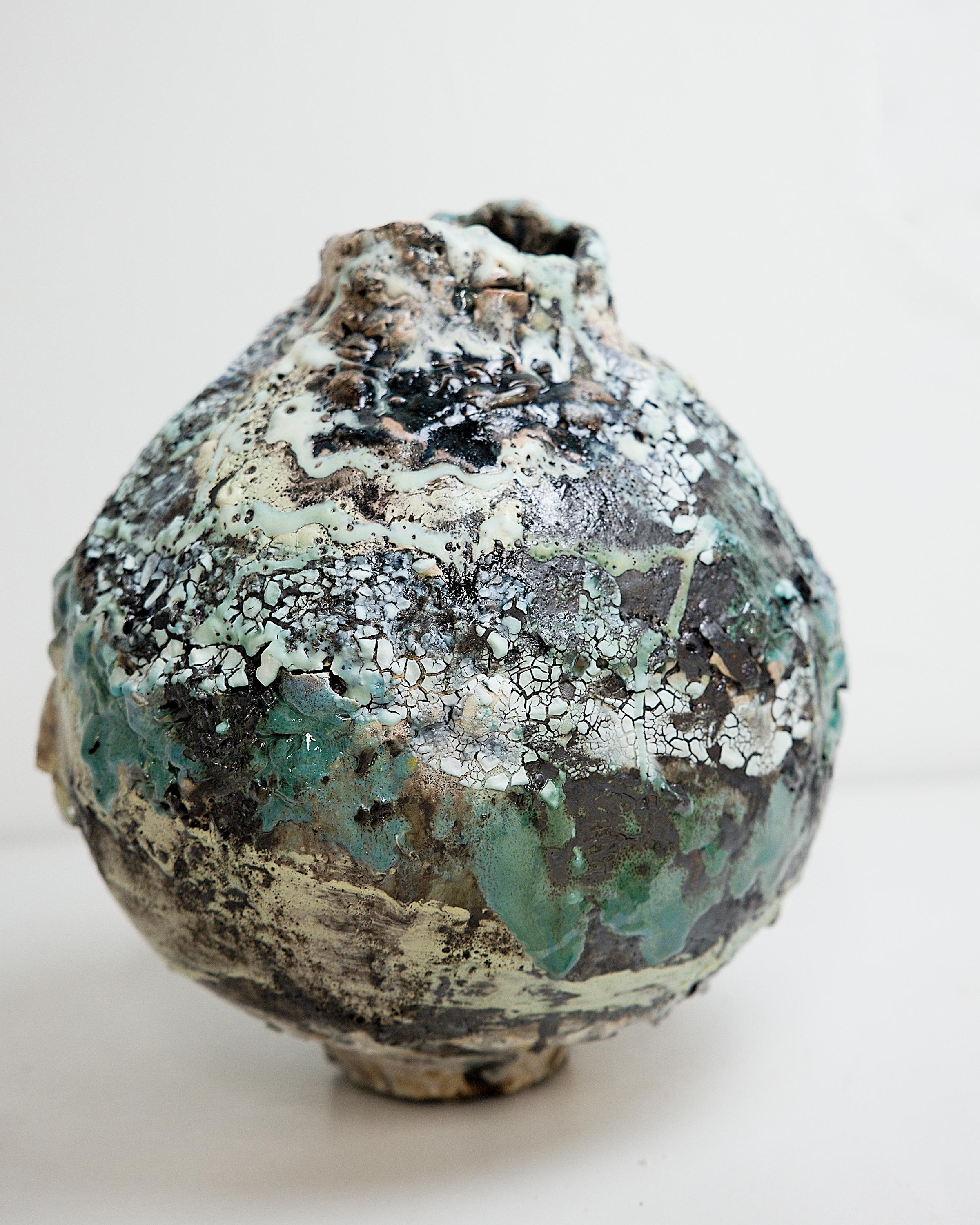 Winter Moon Cracked Vase !! For Sale 9