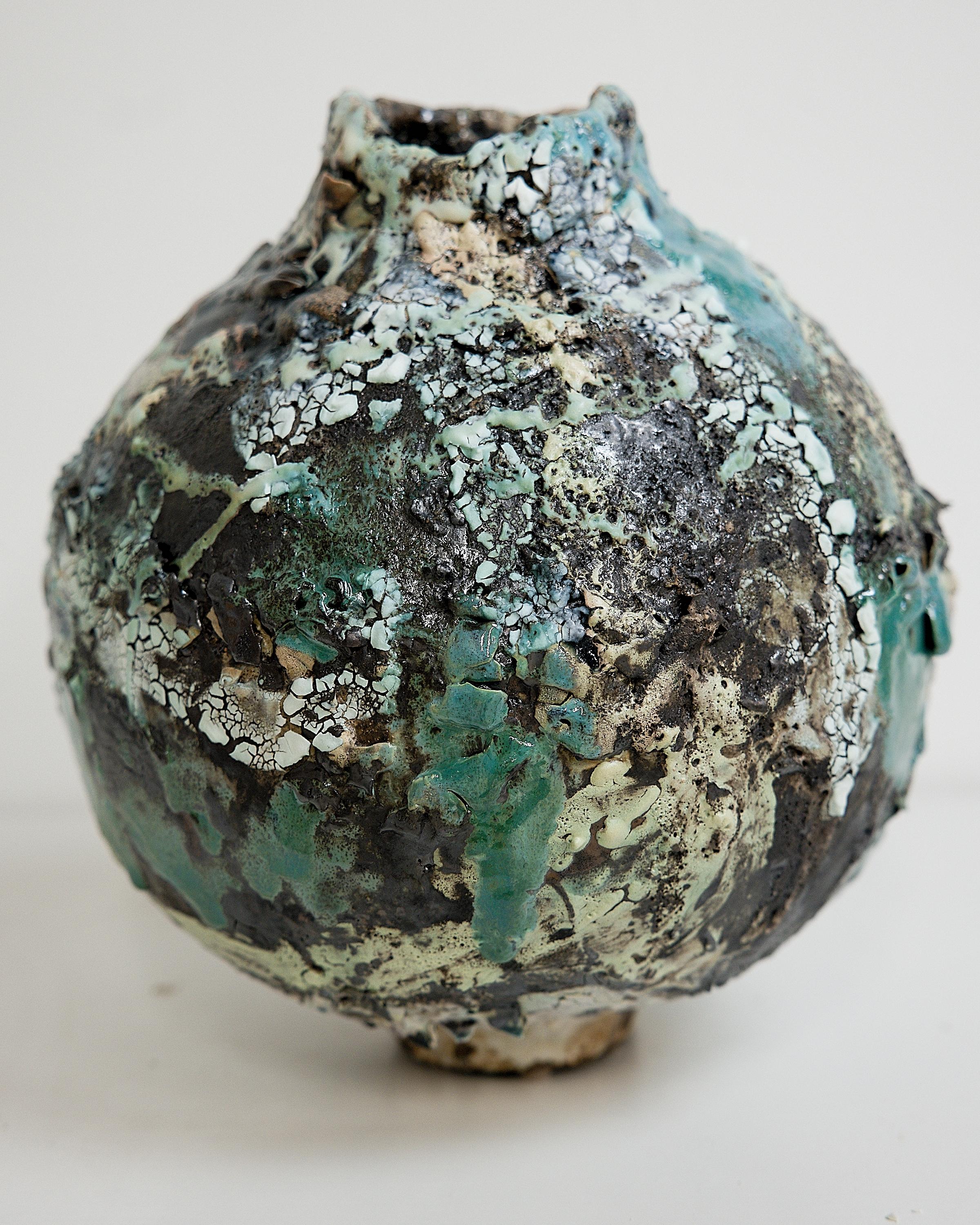 American Winter Moon Cracked Vase !! For Sale