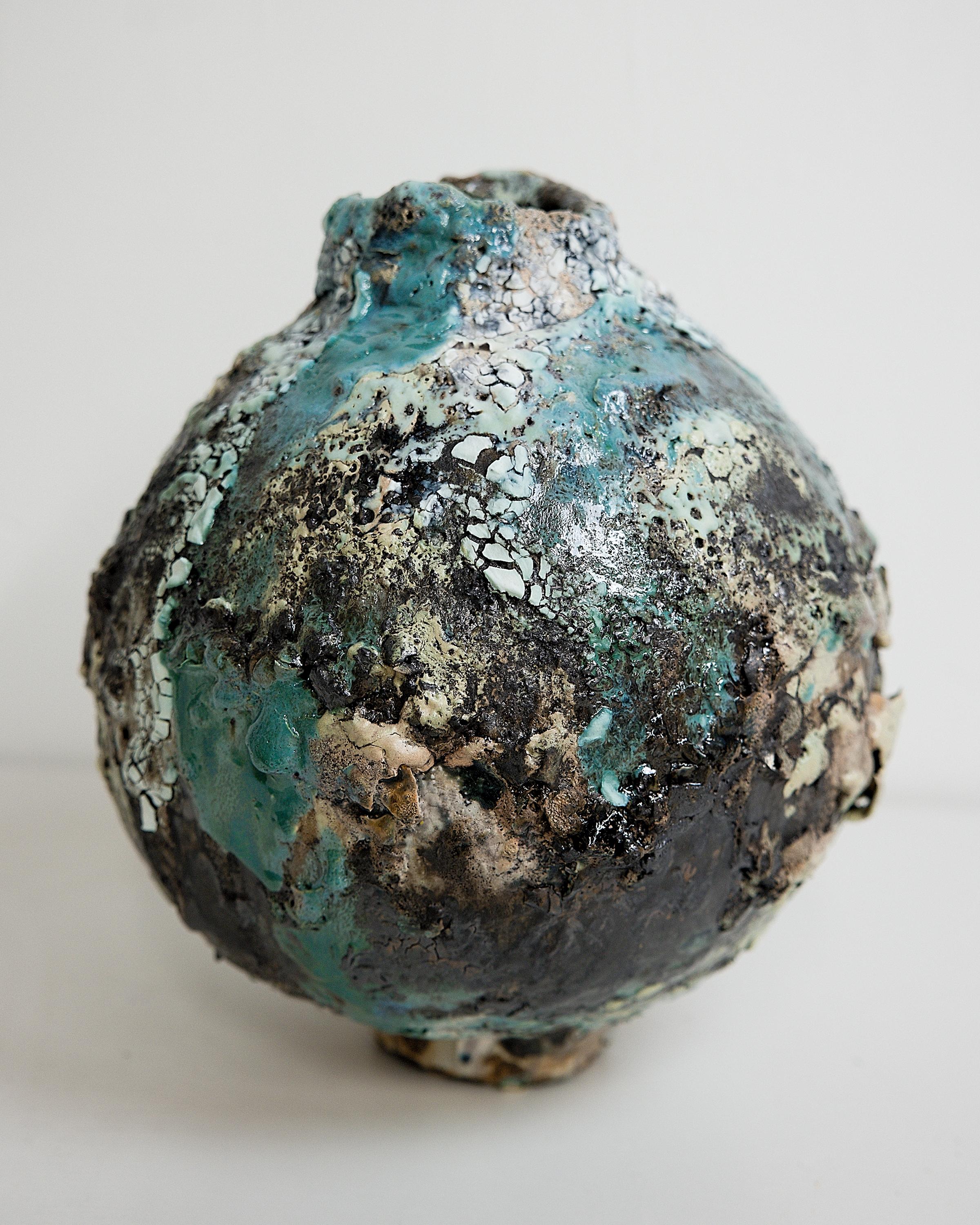 Contemporary Winter Moon Cracked Vase !! For Sale
