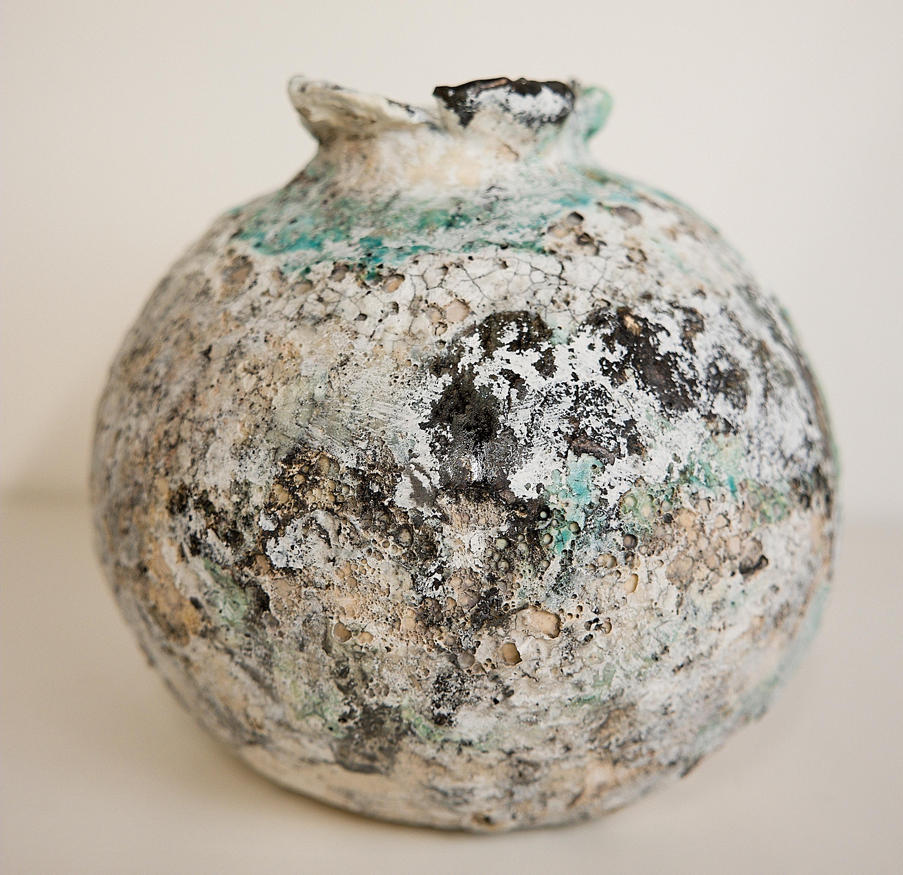 Ceramic Winter Moon Cracked Vase III For Sale
