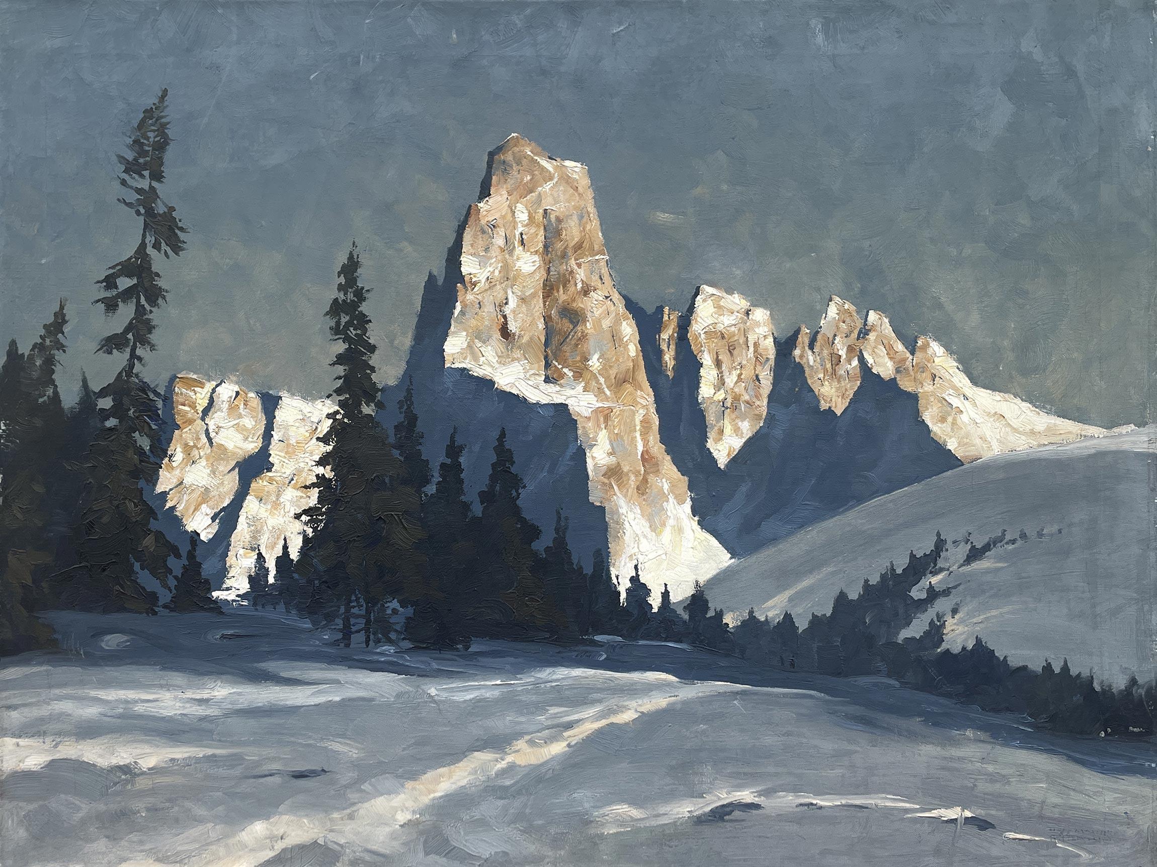 Winter on the Sciliar – Georg Grauvogl (1896 – 1986)

60 x 80 cm without frame
64 x 84 cm with antique fir frame

oil painting on canvas
1930s

In this painting Grauvogl, with his effective painting rich in contrasts, perfectly renders the snowy