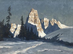 Winter on Italian Dolomites Oil on Canvas by Georg Grauvogl