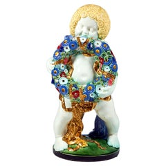 'Winter', Putto With Flower Wreath, Michael Powolny, Vienna Ceramics, 1910-1912
