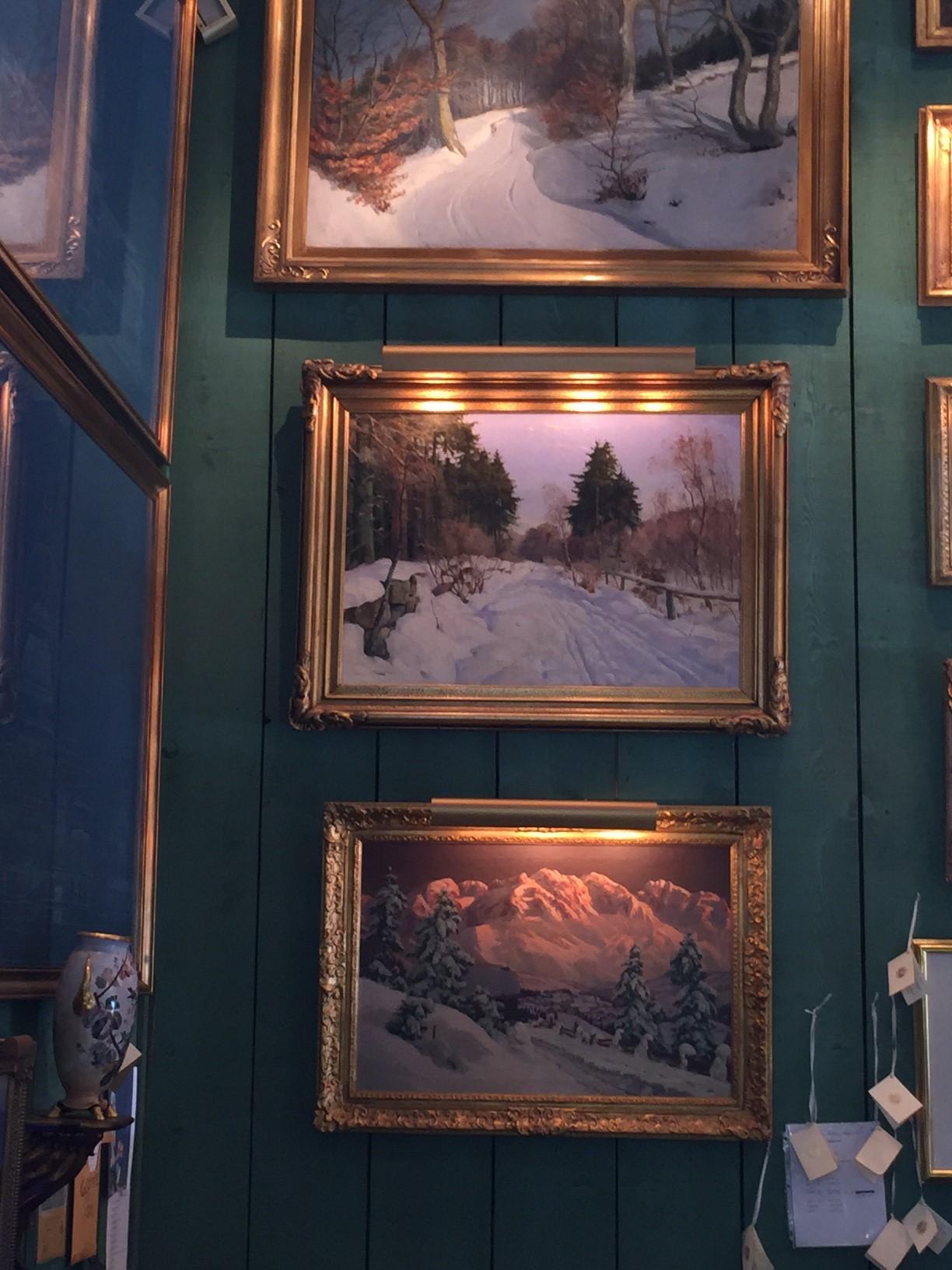 Winterszene einer Landstraße von Harald Pryhn, dänisches Gemälde, Öl auf Leinwand, Schnee im Angebot 1