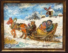 Winter Scene of Couple in a Sleigh by David Burliuk