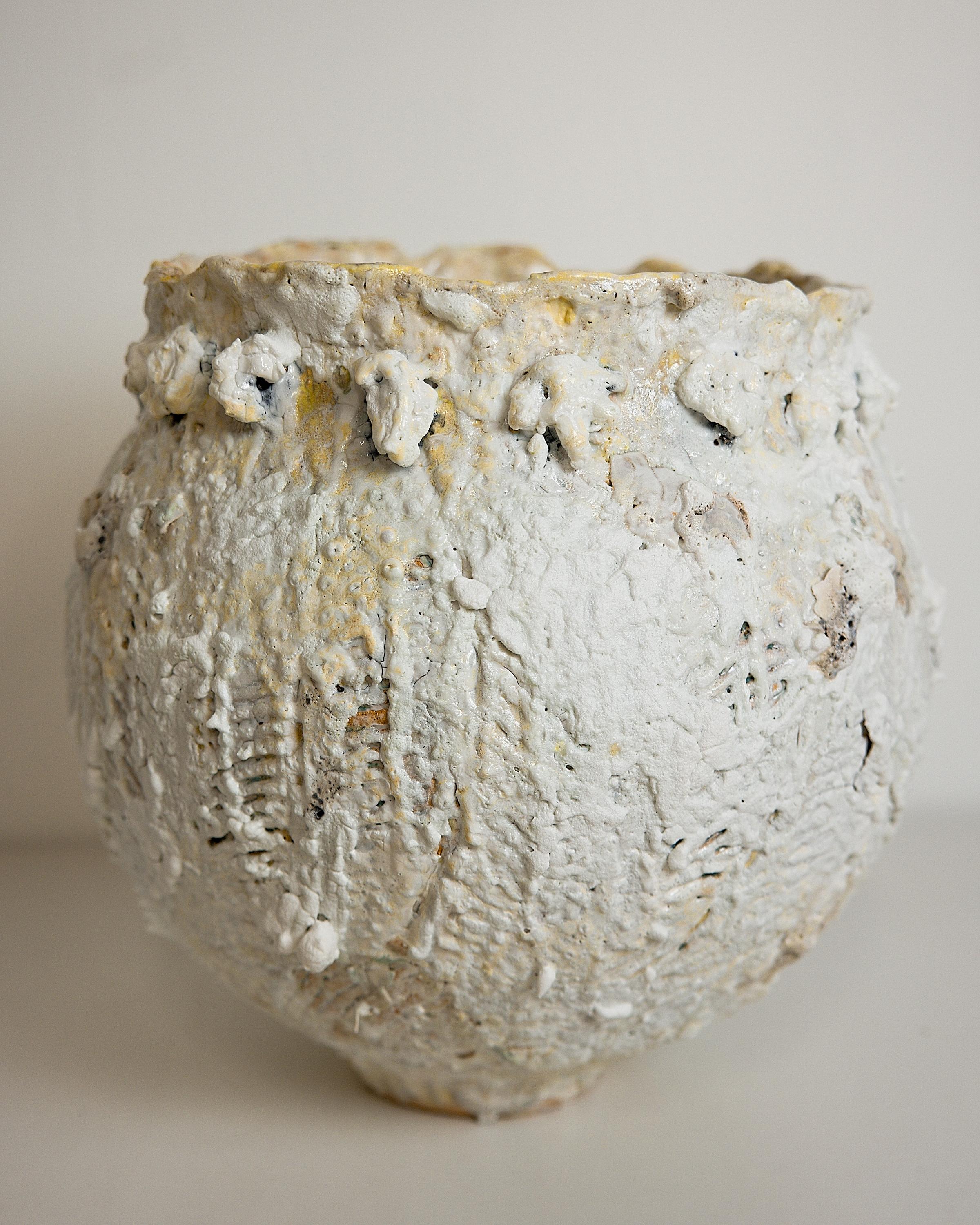 American Winter Snow Texture Vessel Vase For Sale