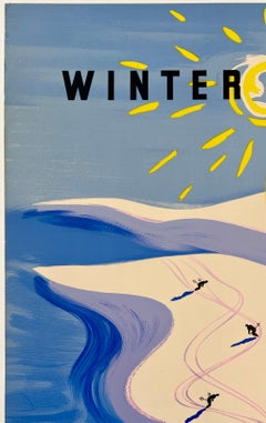 WINTER SPORTS - FRANCE Original Vintage French Travel Tourism Ski Poster Affiche