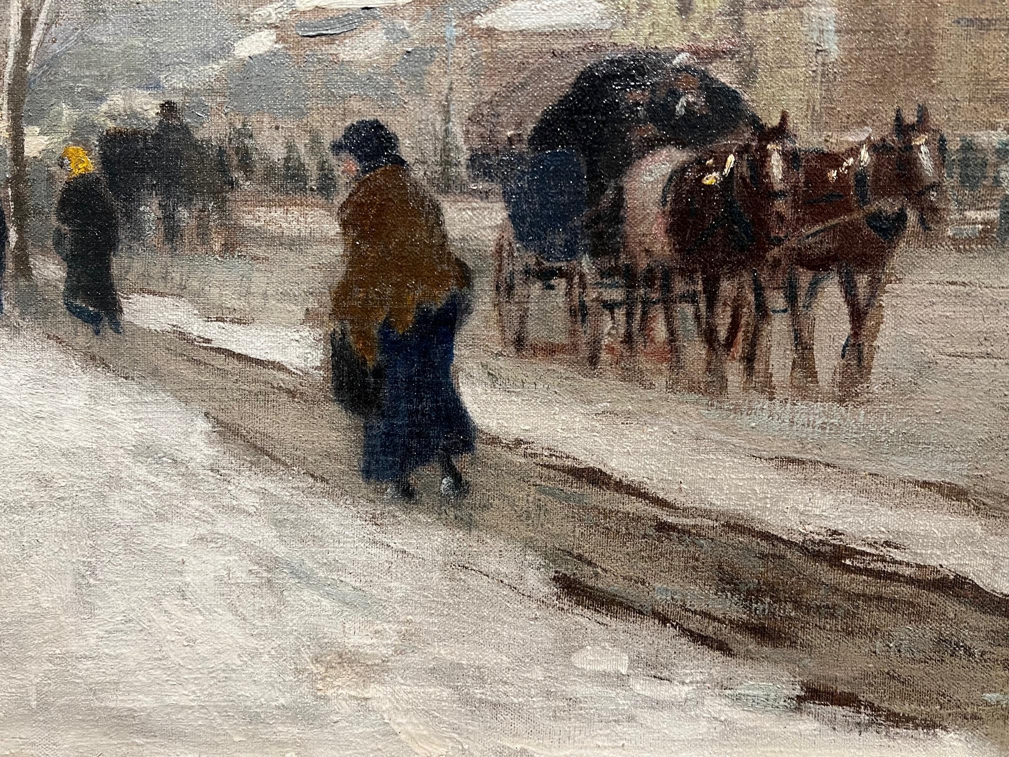Winter Street Scene In Good Condition For Sale In Houston, TX