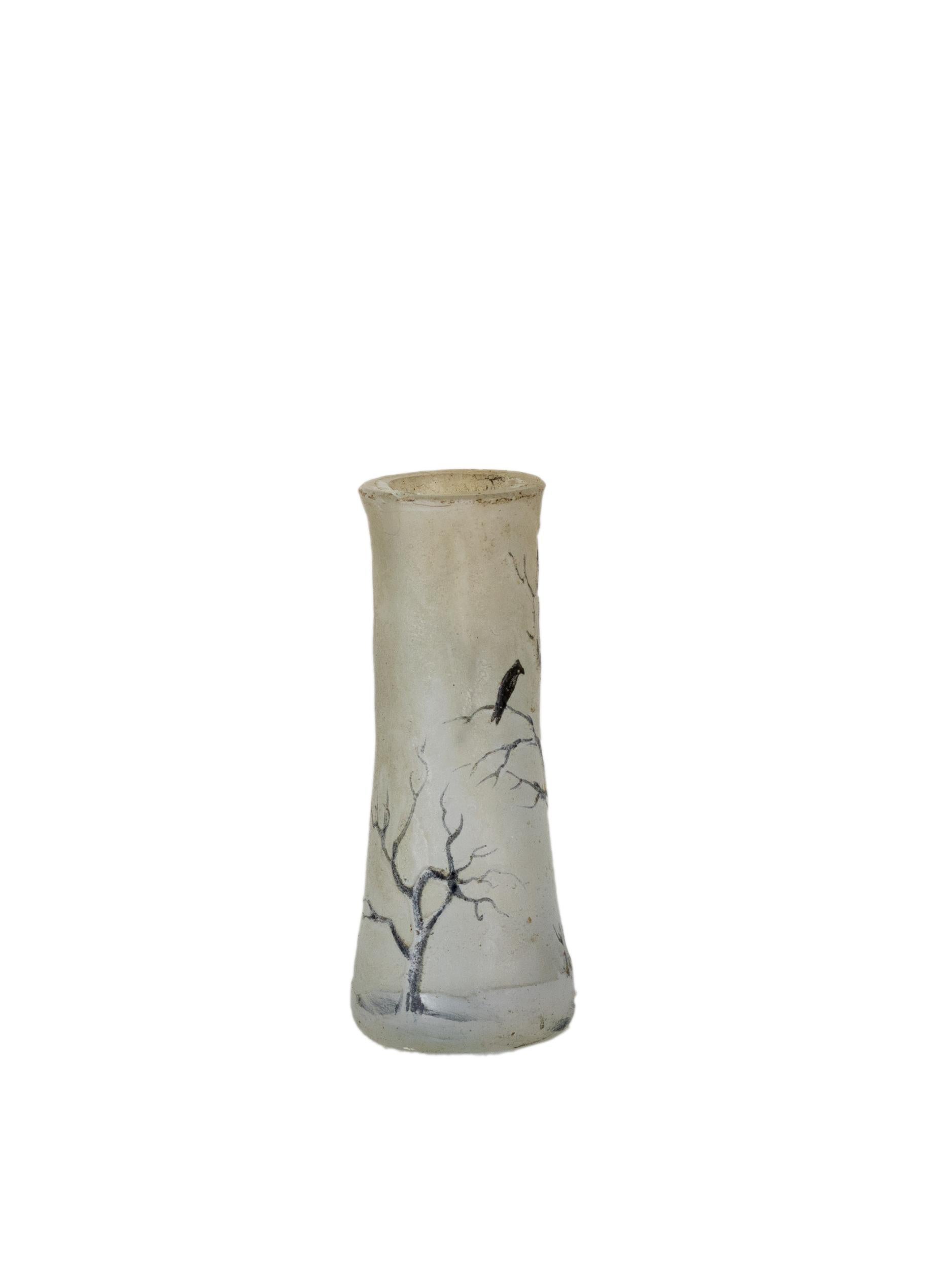 Jarrón en miniatura Árbol de invierno de Daum, 1900 Art Nouveau en venta