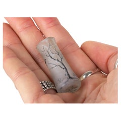 Art Nouveau Miniature Daum Winter Tree Vase, Signed, France, 1900s