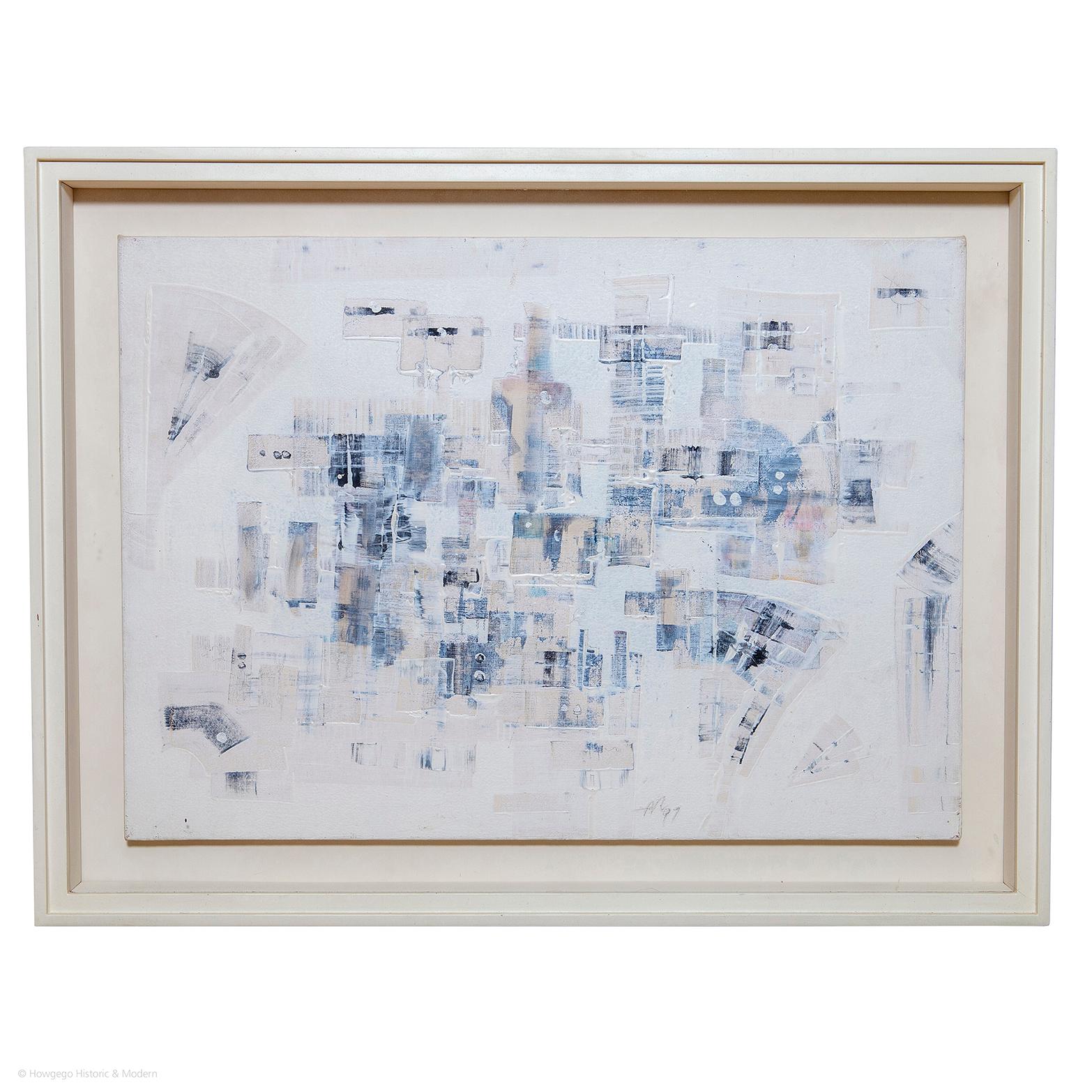 Winter White Diffusion: Abstract, Mixed Media on Canvas, Artist Unknown, Monagram M & Dated 97 lower right

This exciting composition explores diffusion and possibilities within white using colour, texture and medium.  The artist has created an
