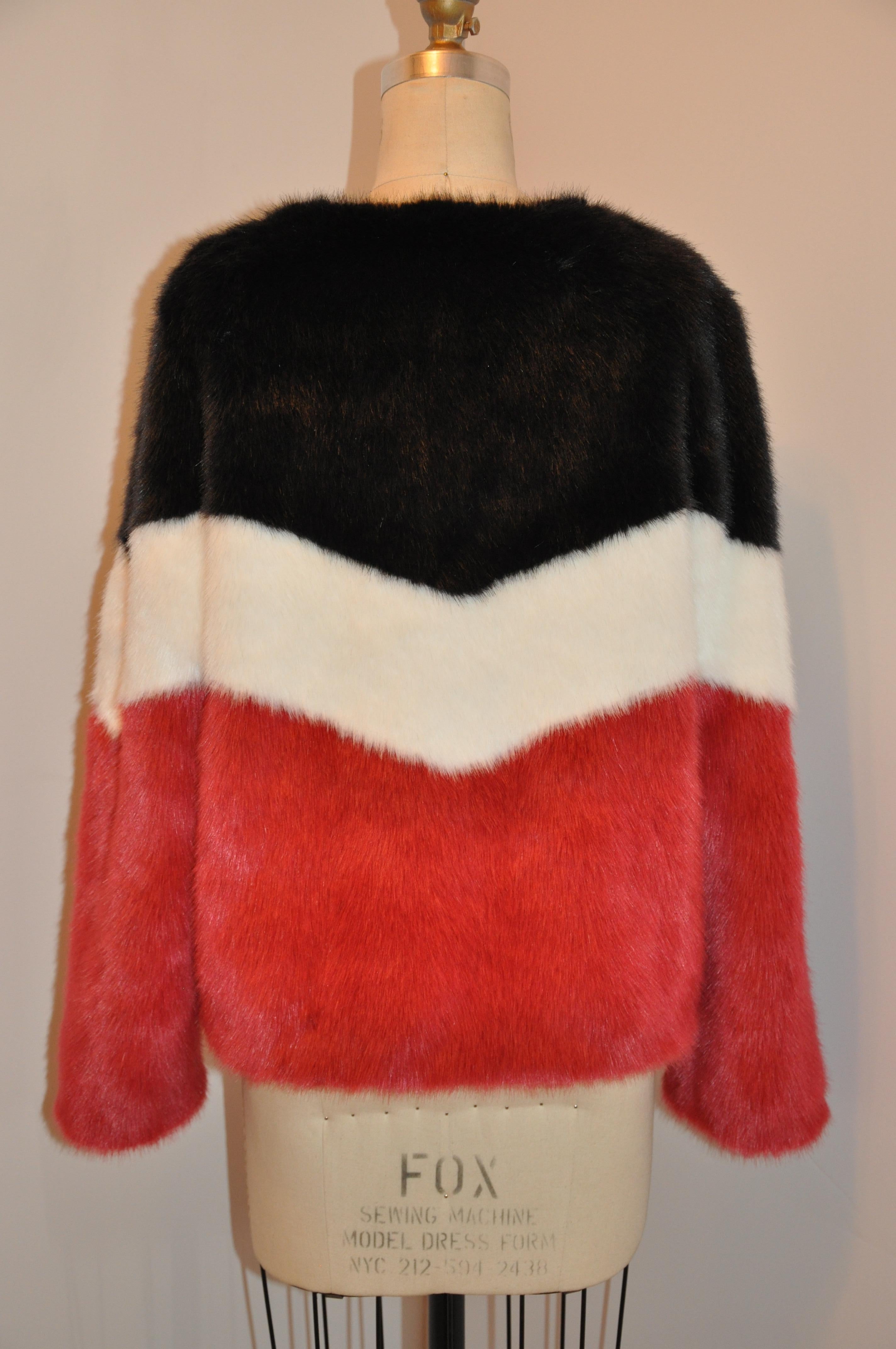 red and black fur coat