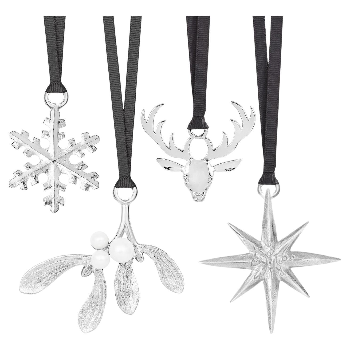 Winter Wonderland Christmas Decoration Set In Silver For Sale